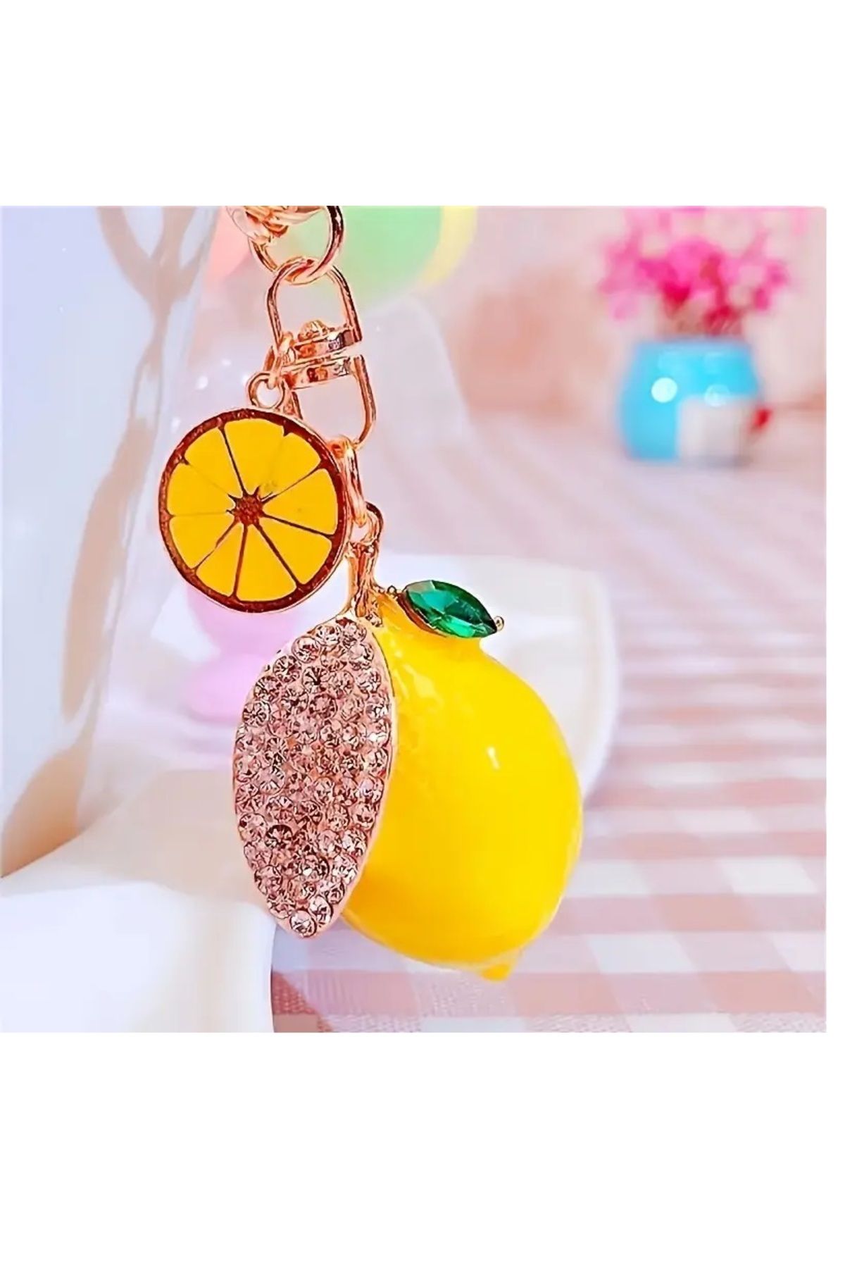 mos&more Limon Anahtarlık, Çanta Süsü , Çanta Aksesuarı, Araba Süsü