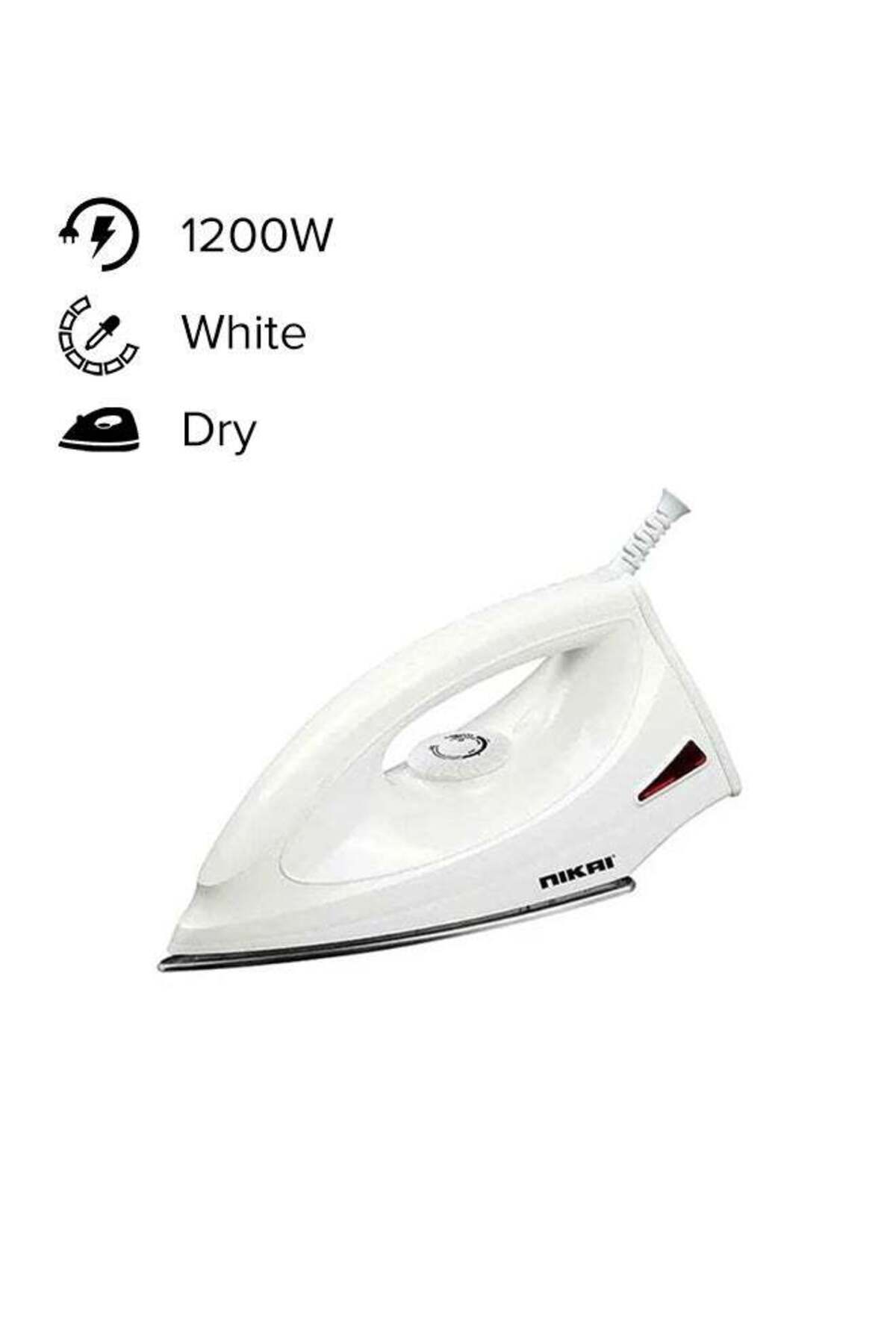 Nikai-Dry Iron, Non-Stick Teflon Soleplate, Adjustable Temperature Control 1200 W NDI725N White 1