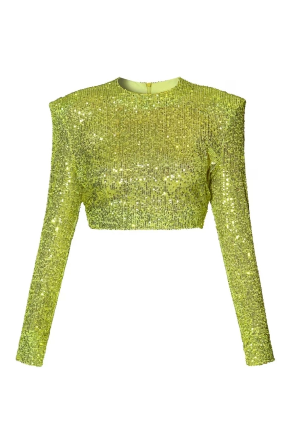 AFR CLOTHES Kadin Yeşil İçi Astarlı Payet Crop Top
