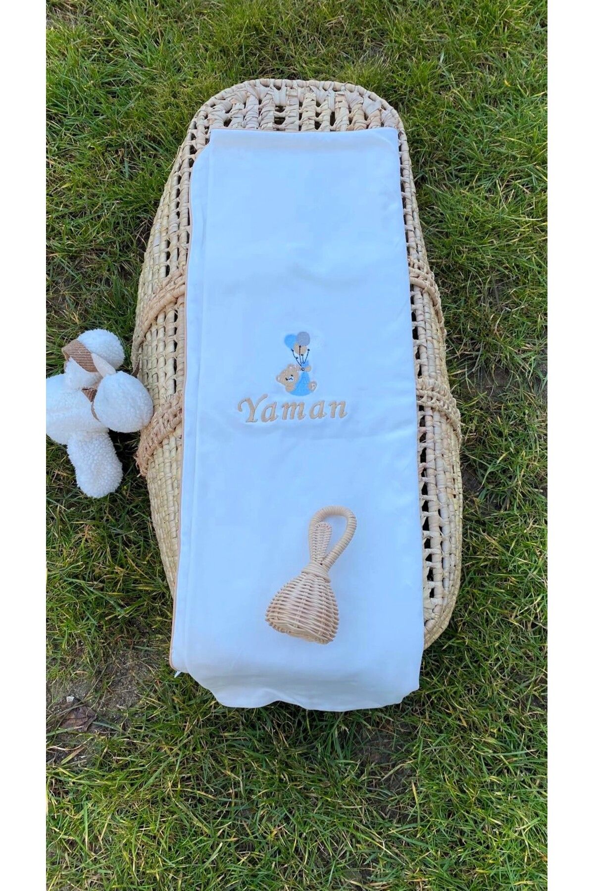 VolleM İsimli Nakışlı Heart Pattern Ayıcık Desenli %100 Pamuklu Battaniye