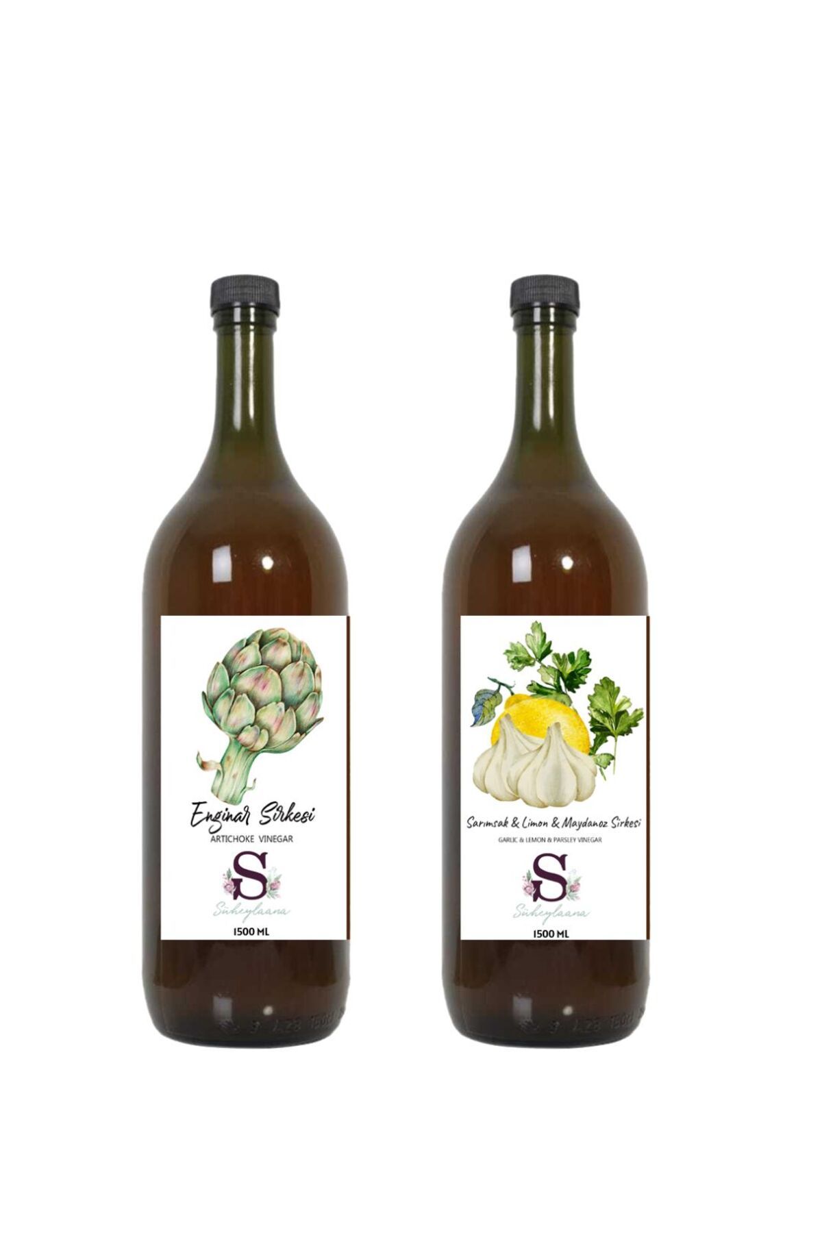 Süheylaana Doğal Enginar Sirkesi 1500 Ml - Doğal Sarımsak & Limon & Maydanoz Sirkesi 1500 Ml