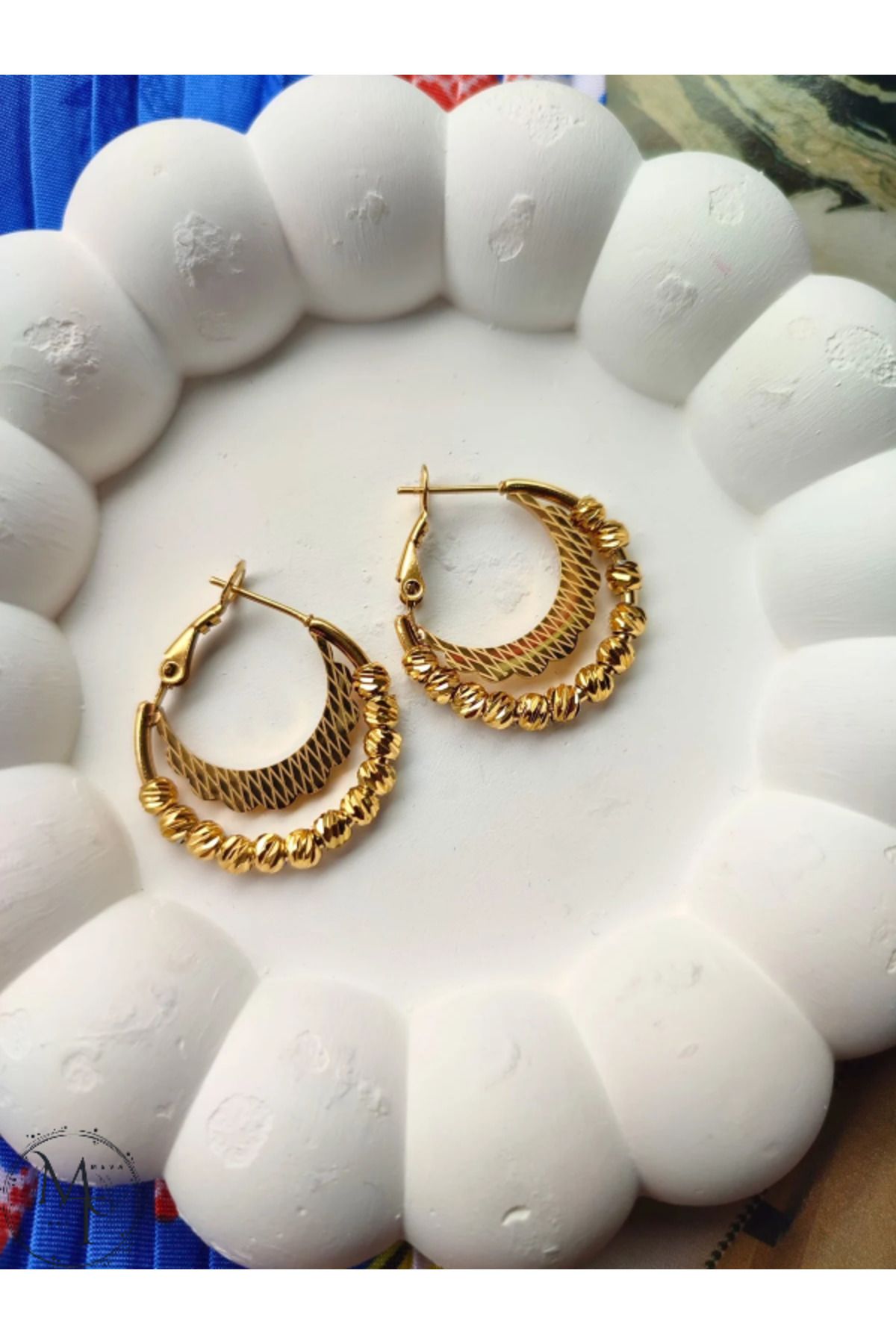 Meva Takı Shop Çelik Gold Halka Küpe