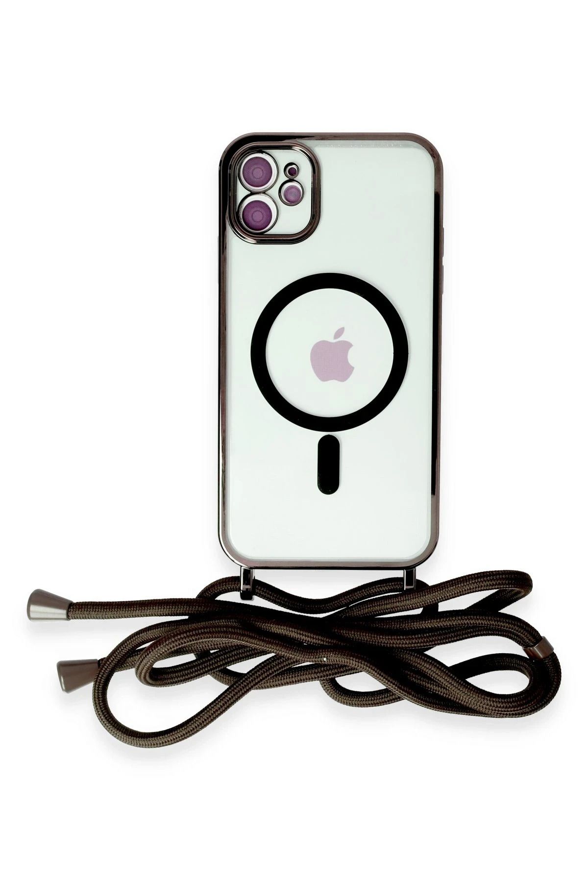 NewFace iPhone 11 Kılıf Divo Lazer Askılı Magsafe Kapak - Siyah NRMSA