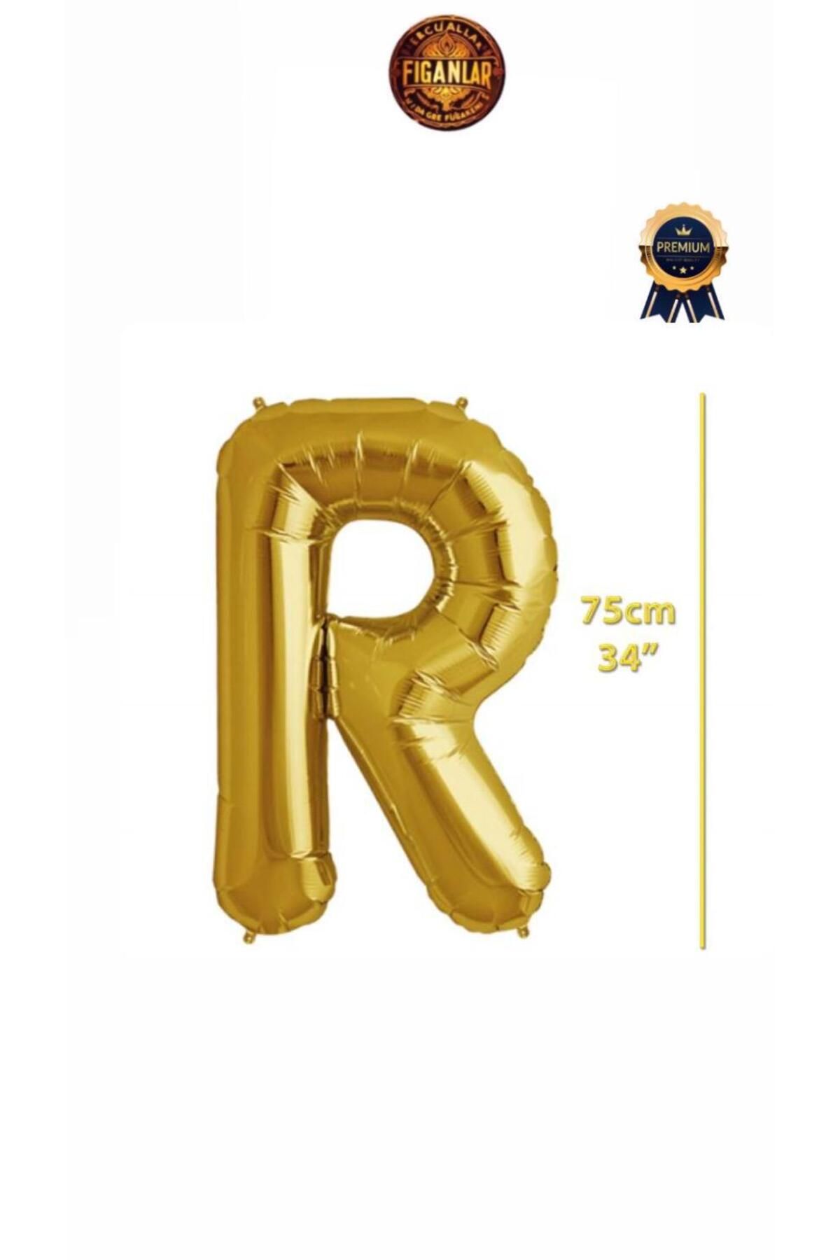 figanlar ambalaj 1.Kalite Folyo Balon R harfi Helyum Balon 75cm gold renk