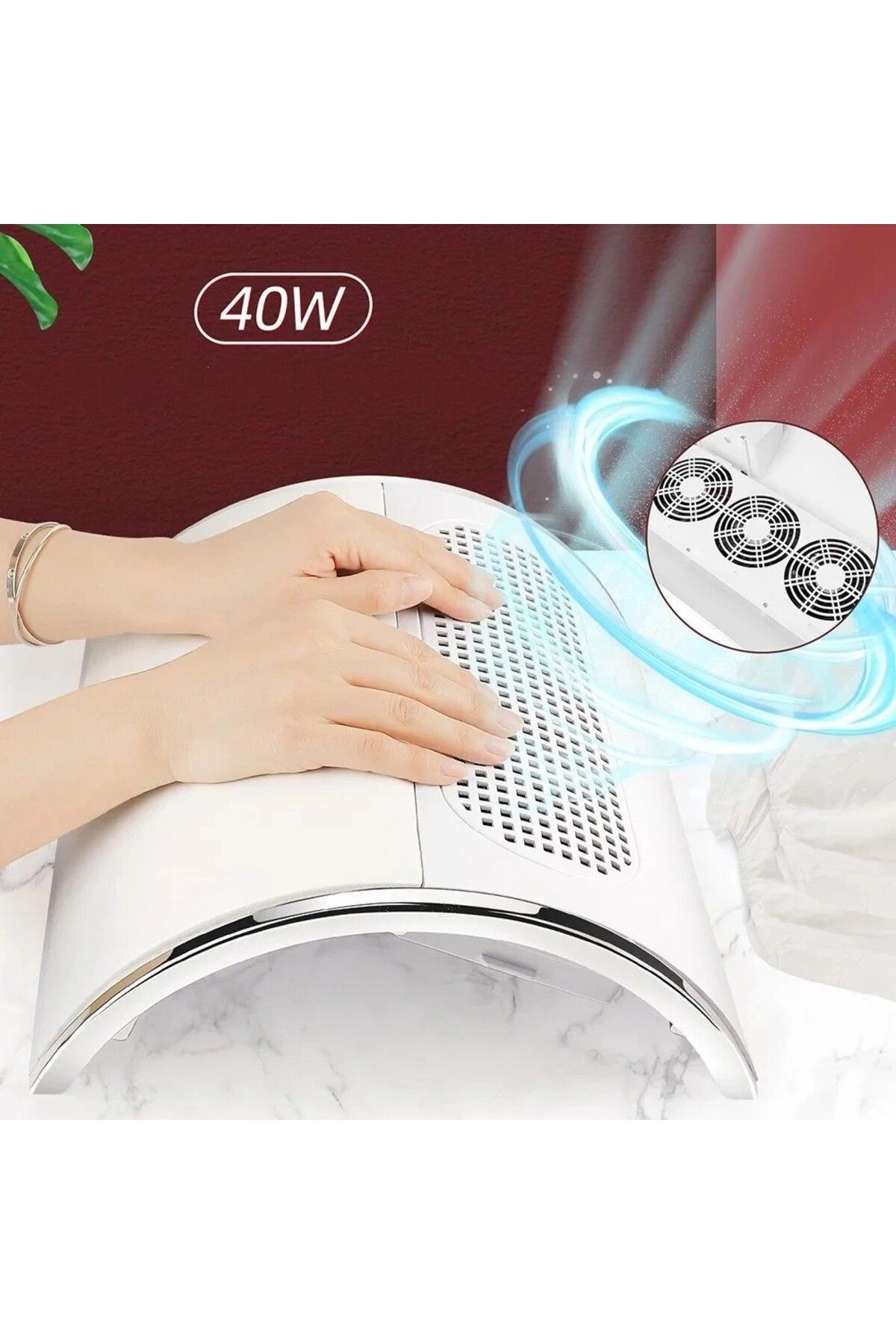 MDS Tırnak Tozu Toplayıcı Güçlü 40W Fan Dayanıklı Şık Tasarım 2 Yedek Toz Torba Salon Kullanımına Uygun