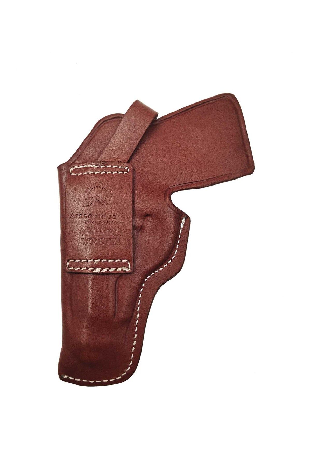Aresoutdoors Beretta MOD 70 Uyumlu Ucu Kapalı Kahverengi Deri Silah Kılıfı