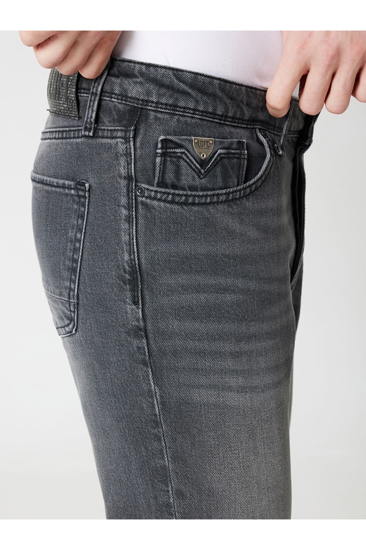 شلوار خاکستری مردانه Greg Slim Fit اورجینال Loft