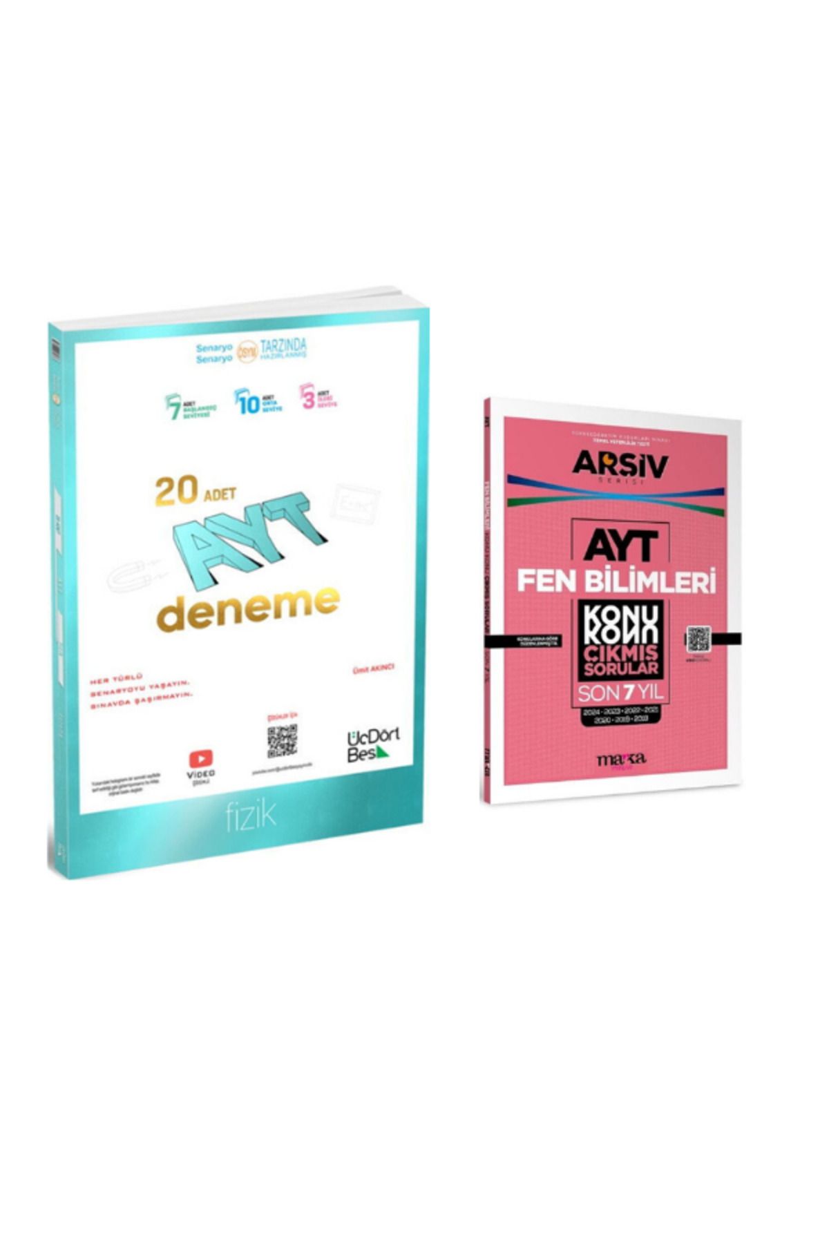 Aydın Yayınları 2025 üçdörtbeş ayt fizik branş deneme ve ayt fen 7 yıl çıkmış soru