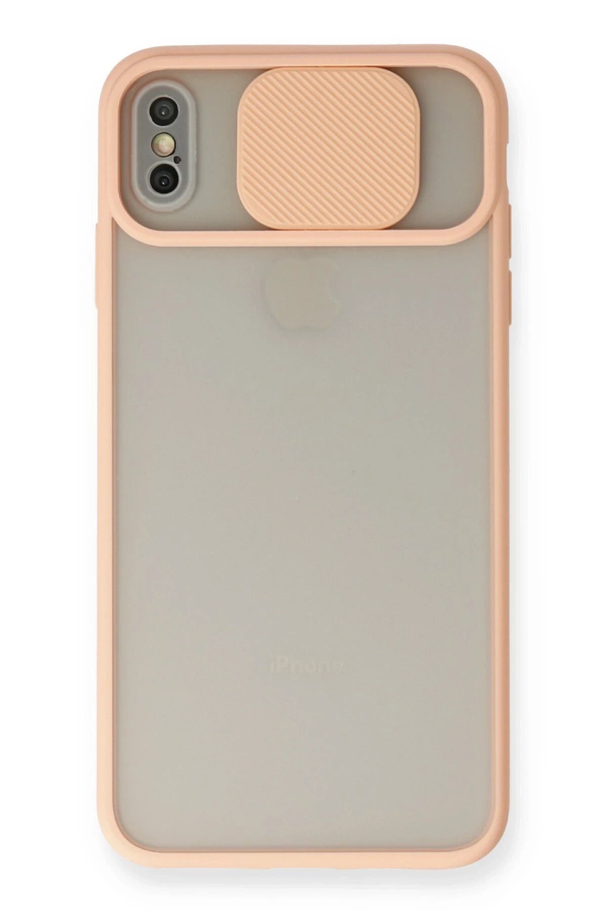 NewFace iPhone X Kılıf Palm Buzlu Kamera Sürgülü Silikon - Pembe JOJUA