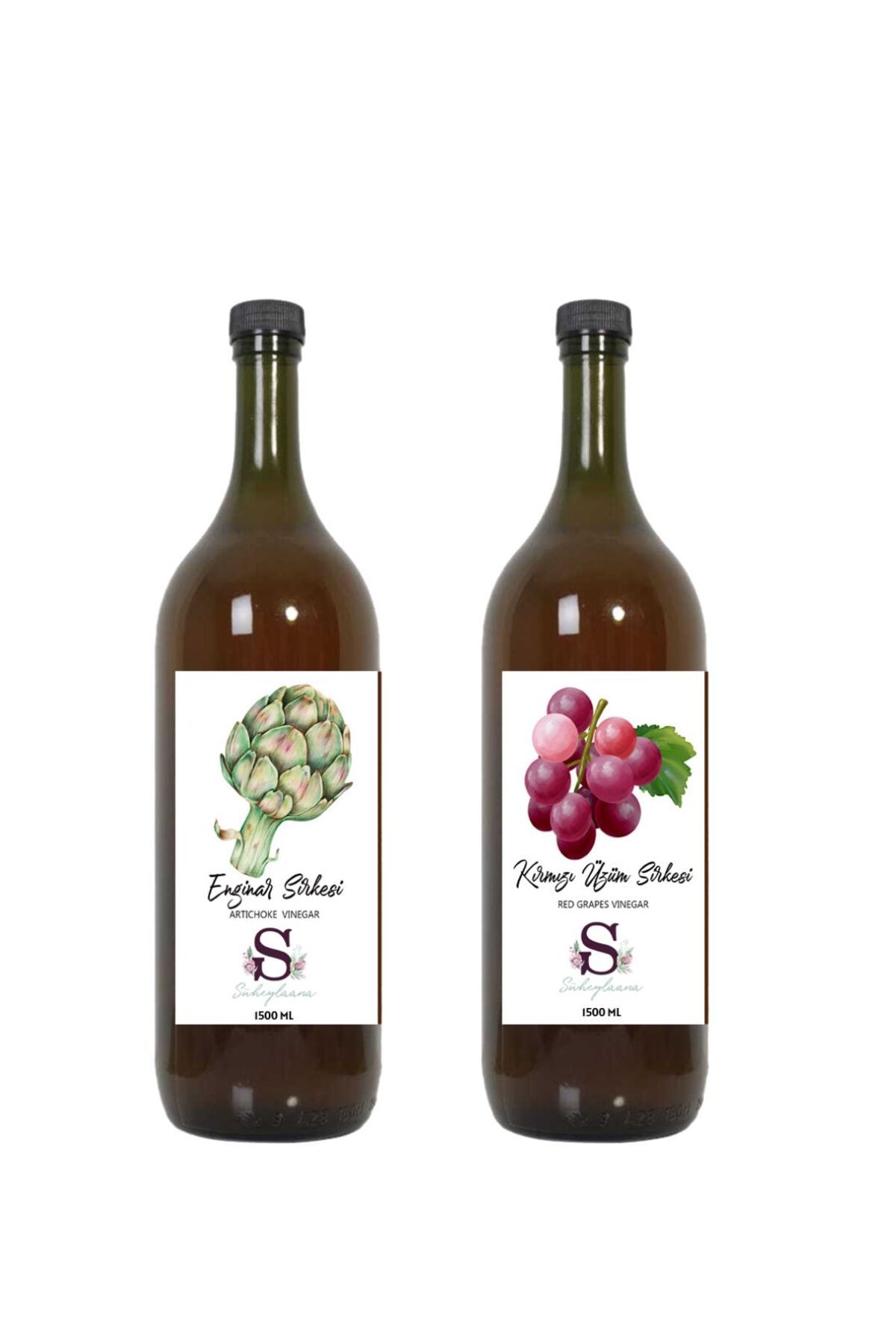 Süheylaana Doğal Enginar Sirkesi 1500 Ml - Doğal Kırmızı Üzüm Sirkesi 1500 Ml
