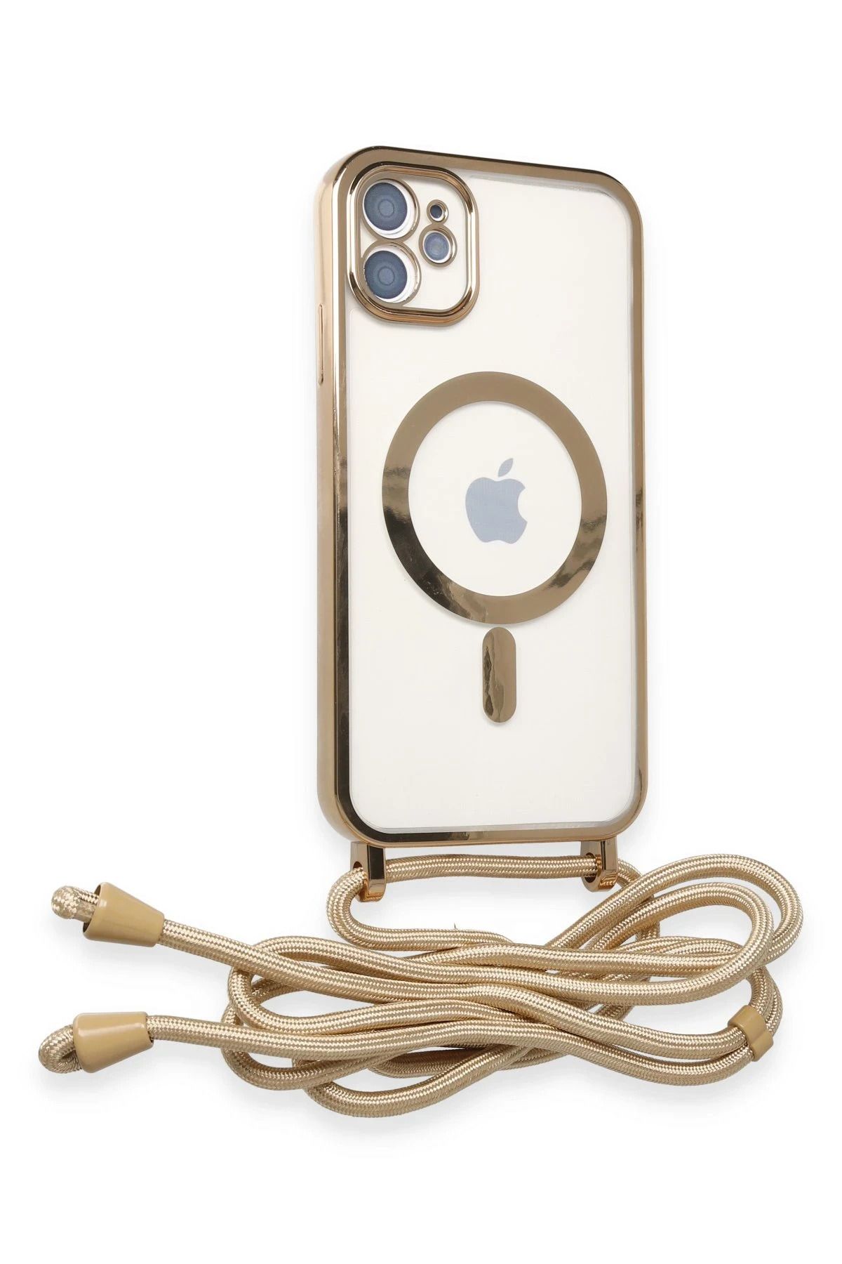 cepmoda iPhonE 11 | DiVO Taşıma iP Askılı Lazer Magsafe Silikon Telefon Kılıfı | GOLD