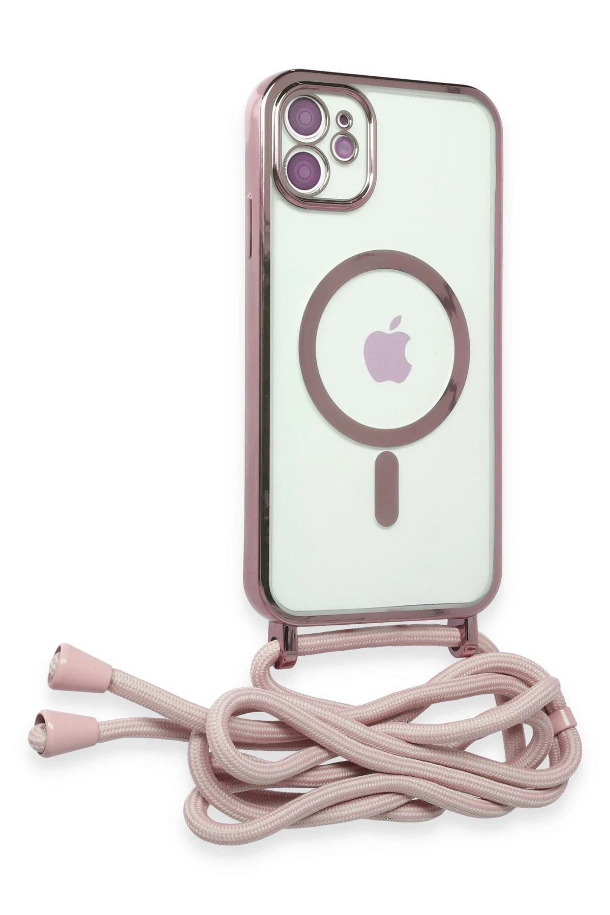 cepmoda iPhonE 11 | DiVO Taşıma iP Askılı Lazer Magsafe Silikon Telefon Kılıfı | PEMBE