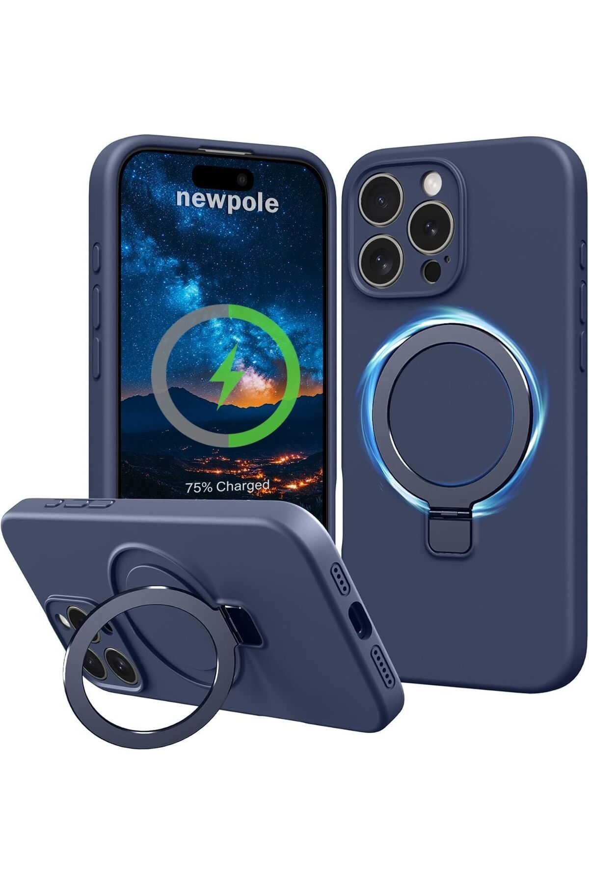 STOREMAX daliashops iPhone 15 Pro Max için MagSafe ile Uyumlu Kılıf Pax Halka Standlı Darbelere Dayanıkl