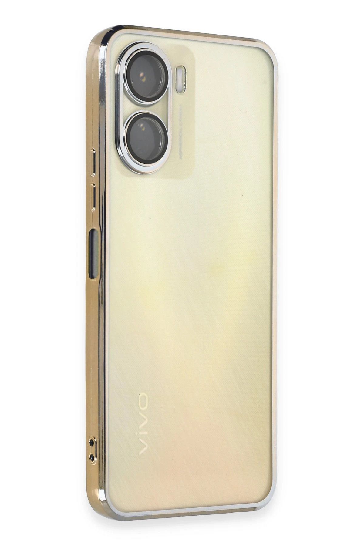 NewFace Vivo Y16 Kılıf Lensli Silikon - Gold HNZRN