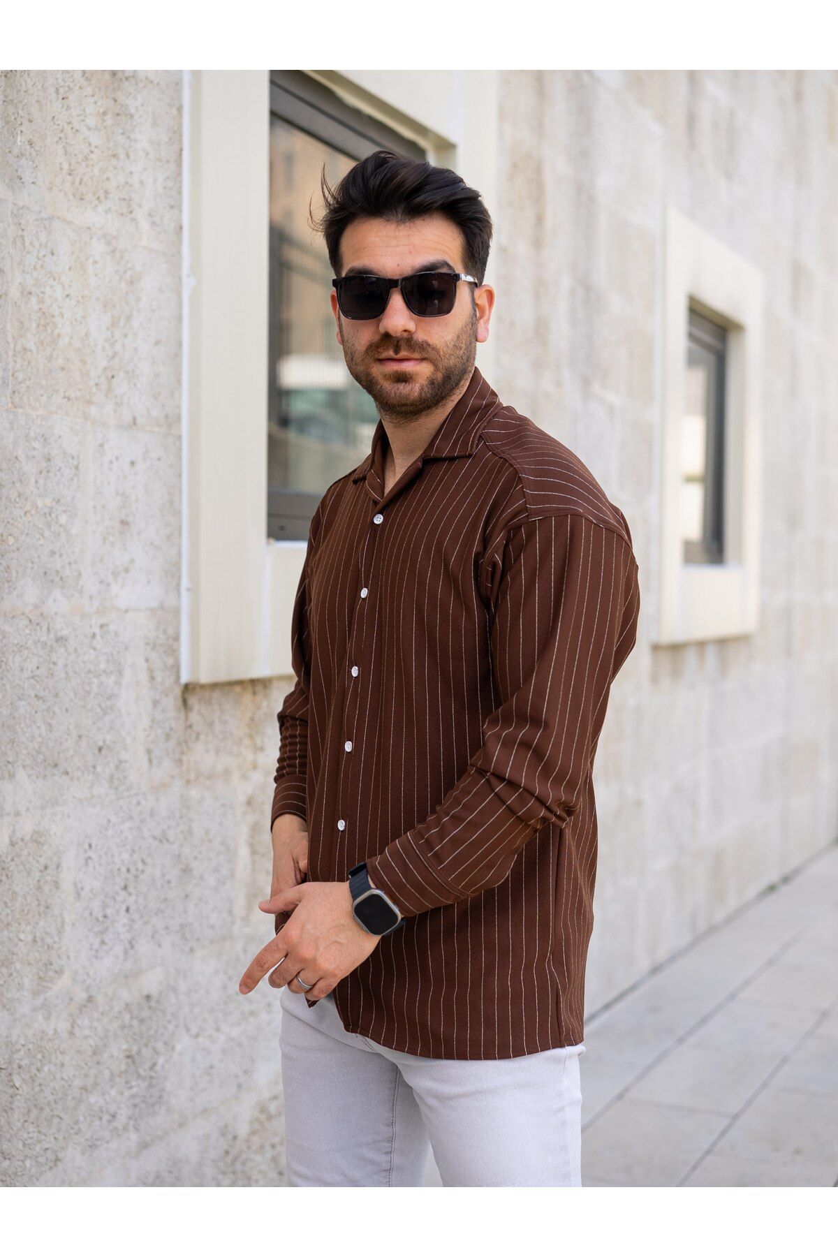 MODA ERKEK ÇİZGİLİ KREP GÖMLEK