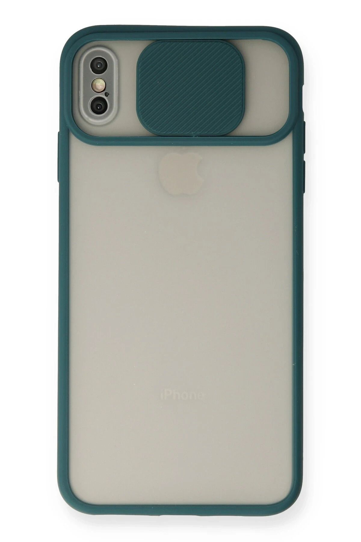 NewFace iPhone XS Max Kılıf Palm Buzlu Kamera Sürgülü Silikon - Yeşil JOJUA