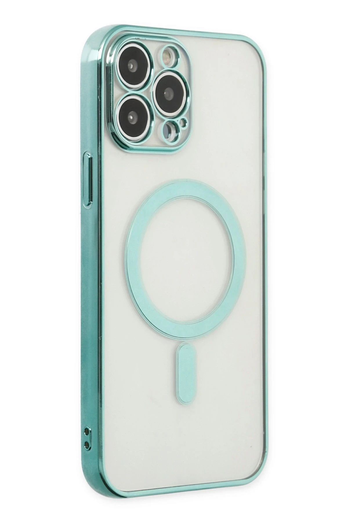 NewFace iPhone 14 Pro Max Kılıf Magneticsafe Lazer Silikon - Haki Yeşil HNZRN