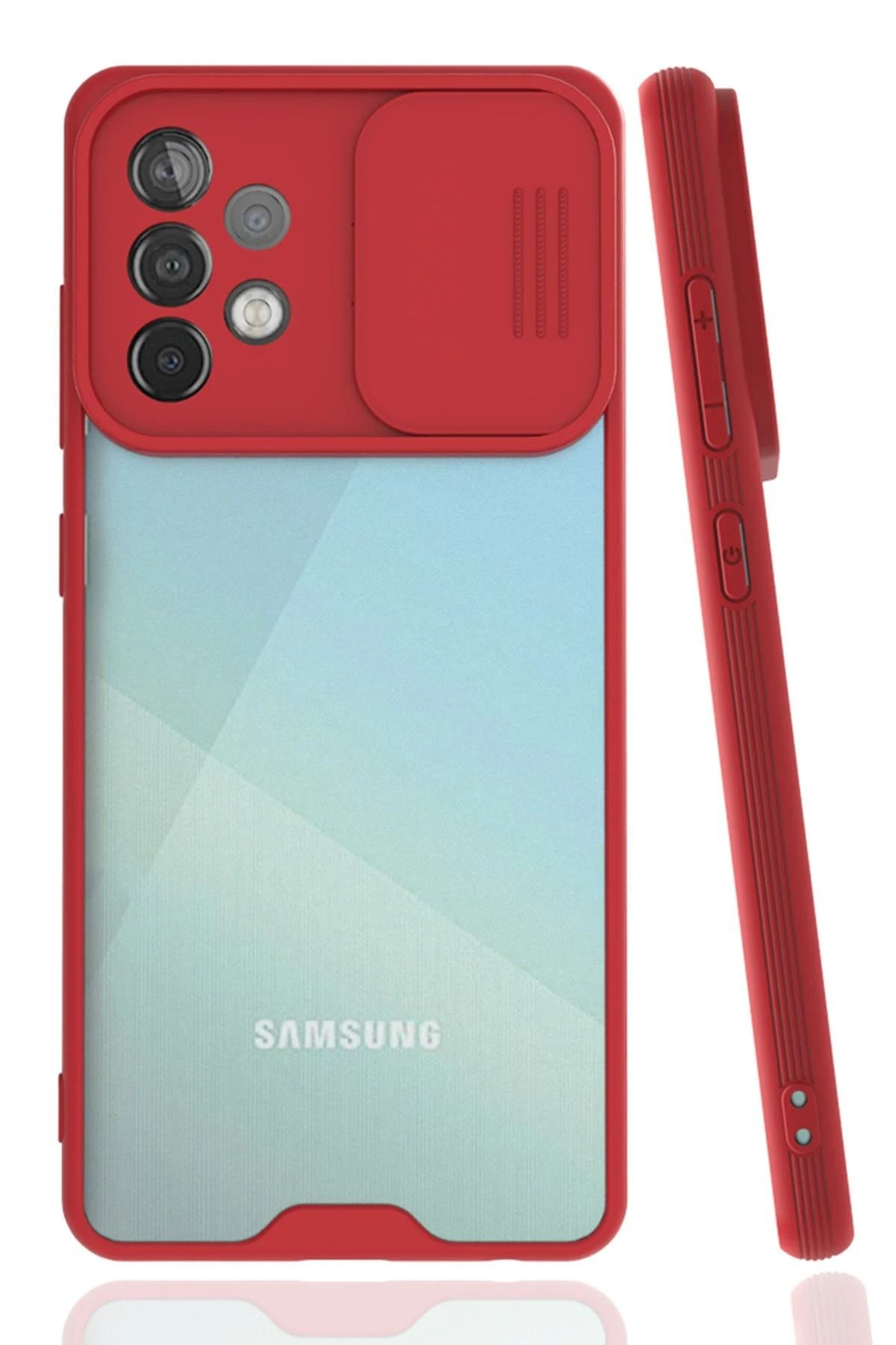 NewFace Samsung Galaxy A52 Kılıf Platin Kamera Koruma Silikon - Kırmızı JOJUA
