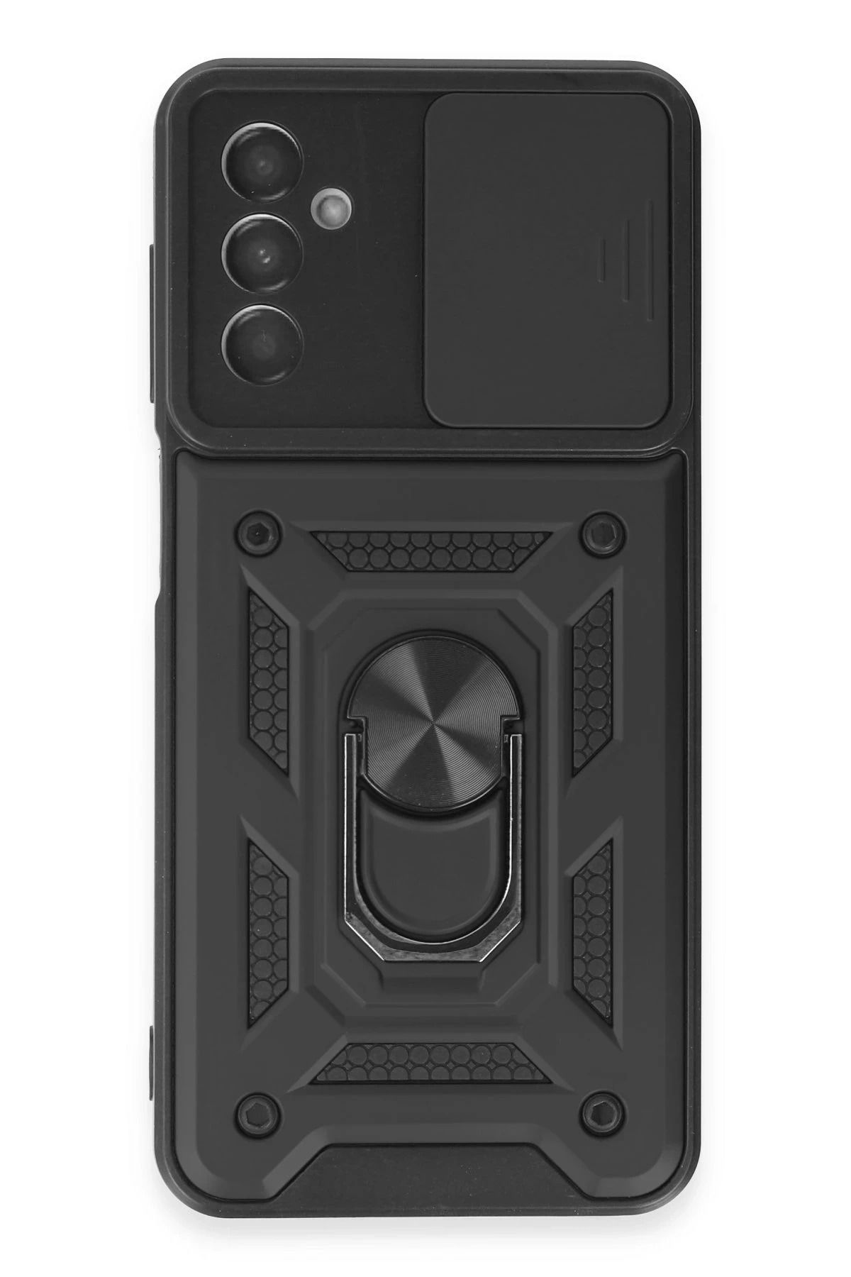NewFace Samsung Galaxy M14 5G Kılıf Pars Lens Yüzüklü Silikon - Siyah HNZRN