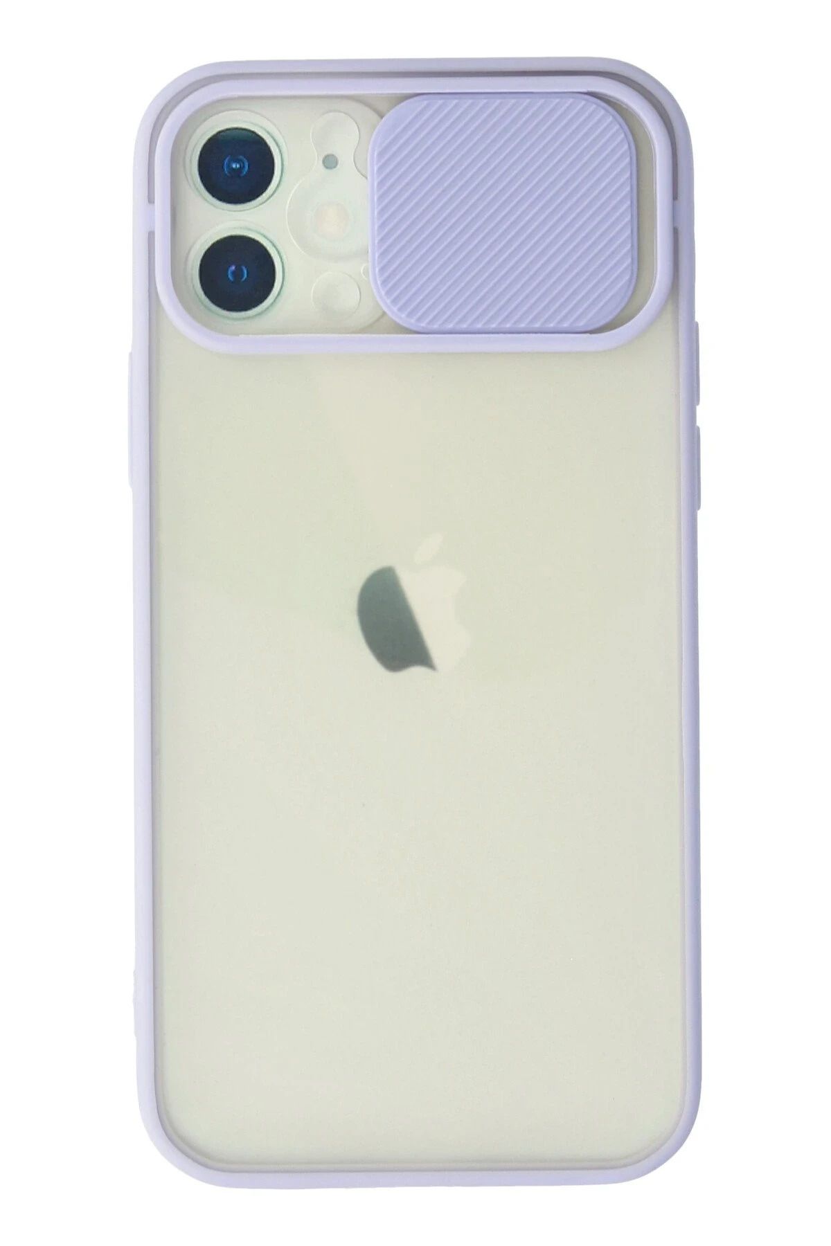 NewFace iPhone 12 Kılıf Palm Buzlu Kamera Sürgülü Silikon - Lila JOJUA