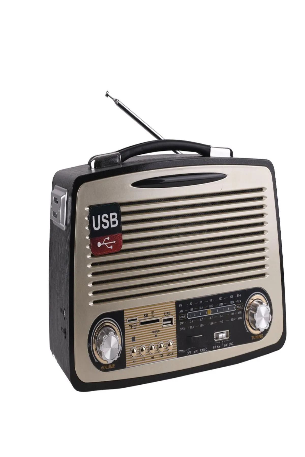 L'eDoren Nostalji Radyo Md-1700Bt Bluetooth'lu Hoparlör USB TF SD AUX FM Destekli Retro Radyo