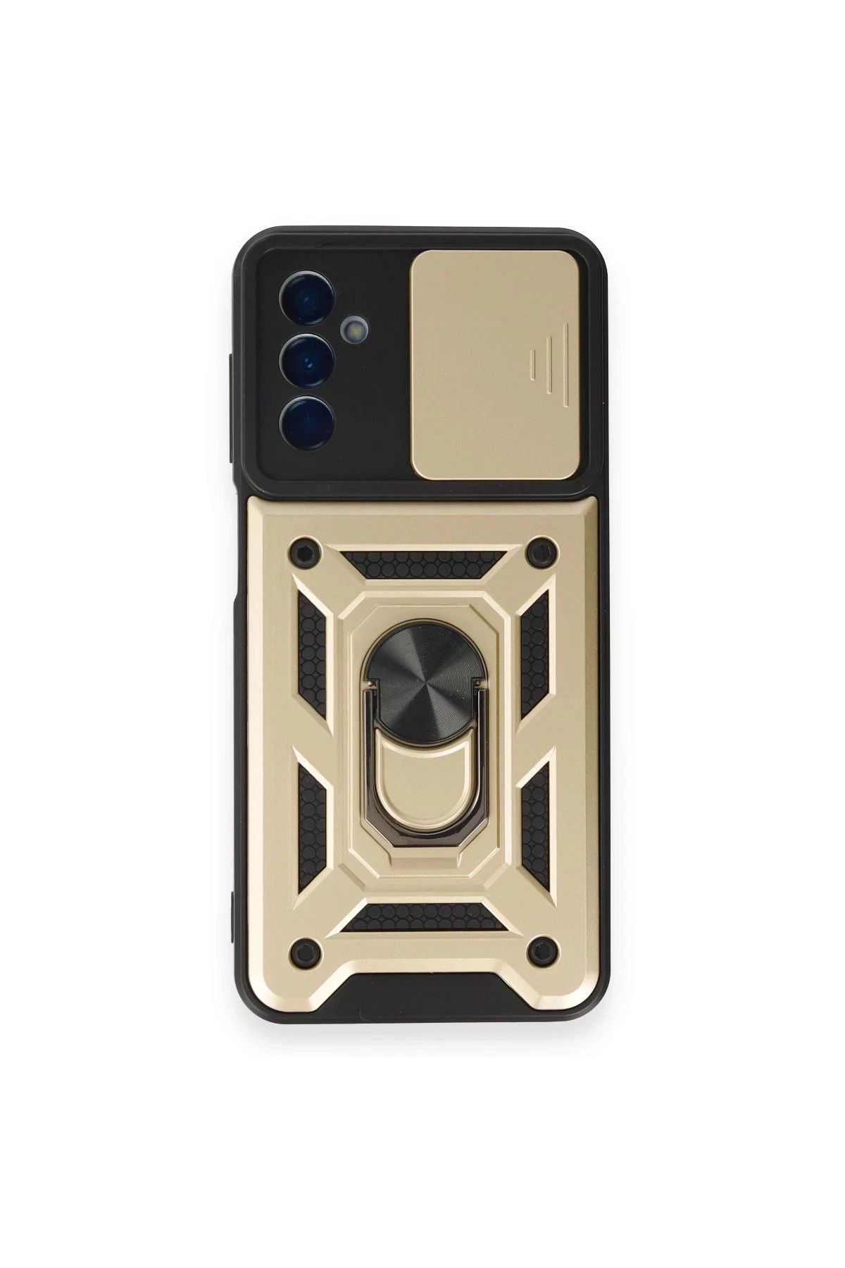 NewFace Samsung Galaxy M14 5G Kılıf Pars Lens Yüzüklü Silikon - Gold BSTMY