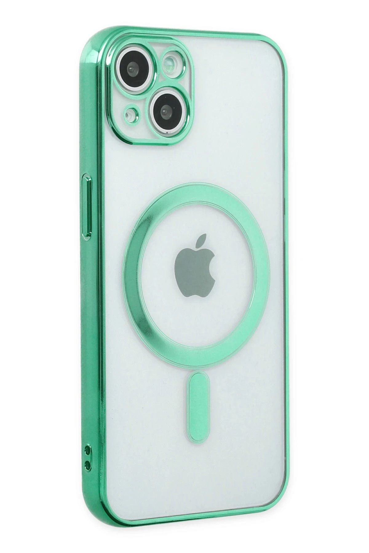 NewFace iPhone 14 Plus Kılıf Magneticsafe Lazer Silikon - Haki Yeşil LZWDR