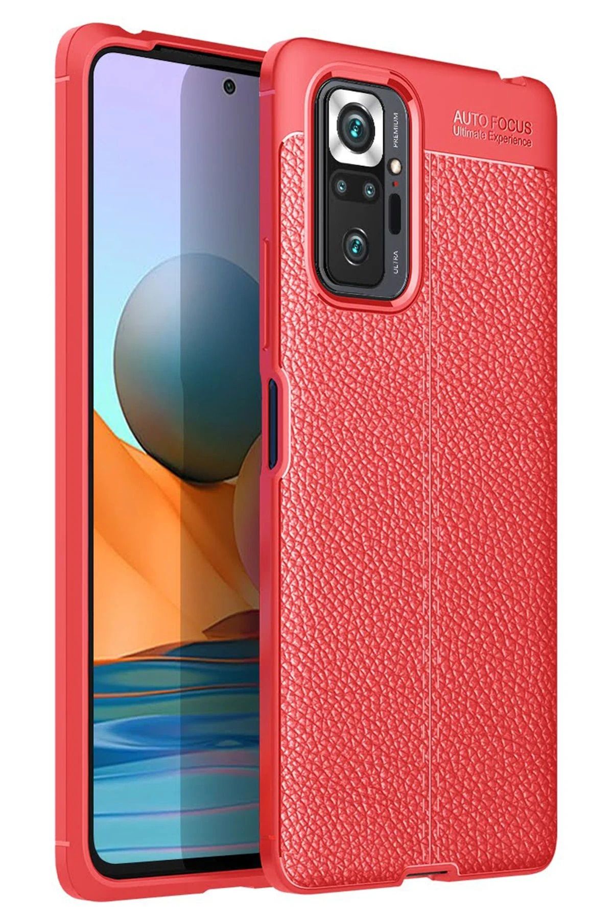 NewFace Xiaomi Redmi Note 10 Pro Kılıf Auto Focus Kapak - Kırmızı JOJUA