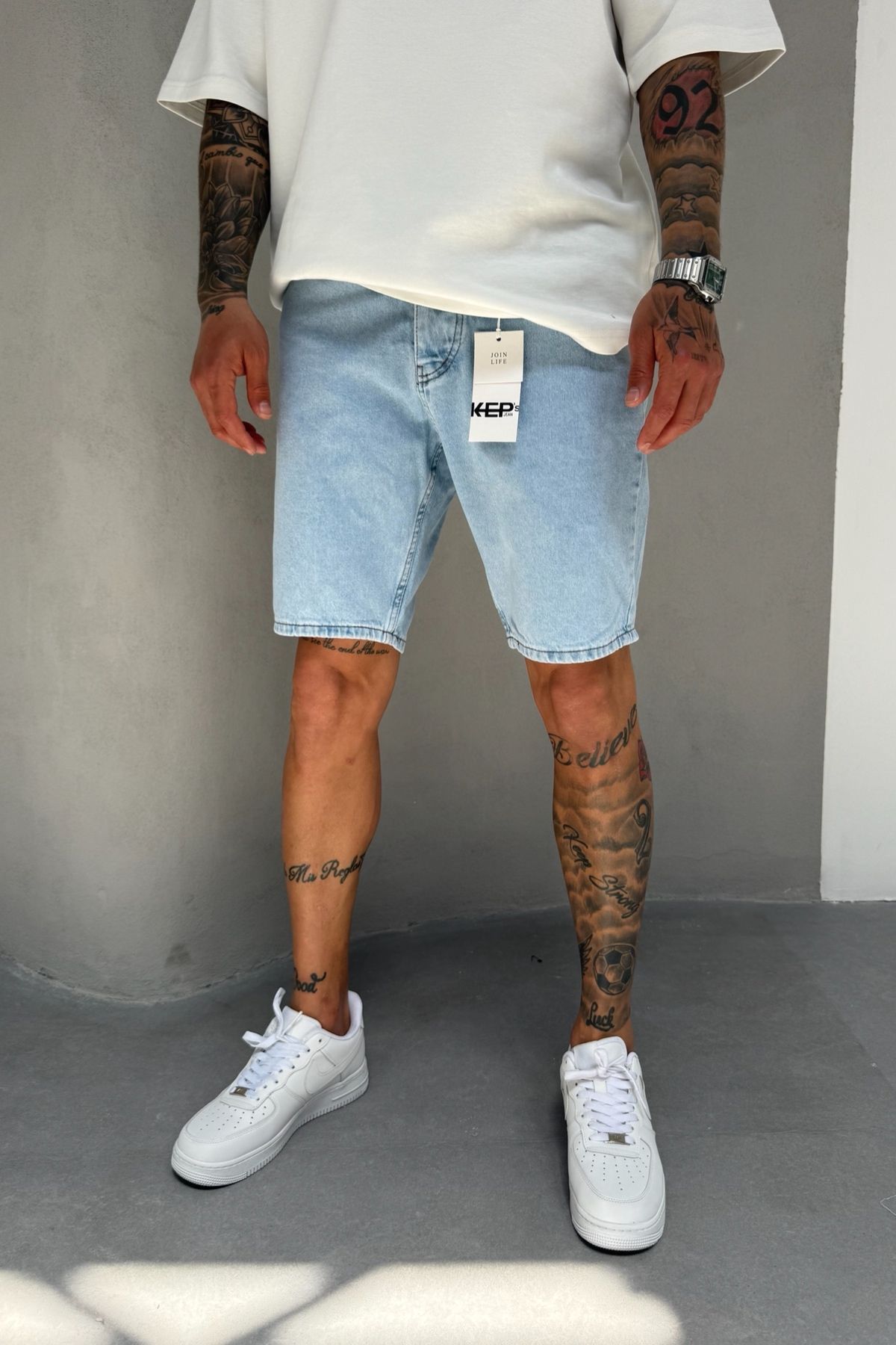 MADZEYMODA Mavi Denim Kumaş Erkek Jean Kot Şort Mz509