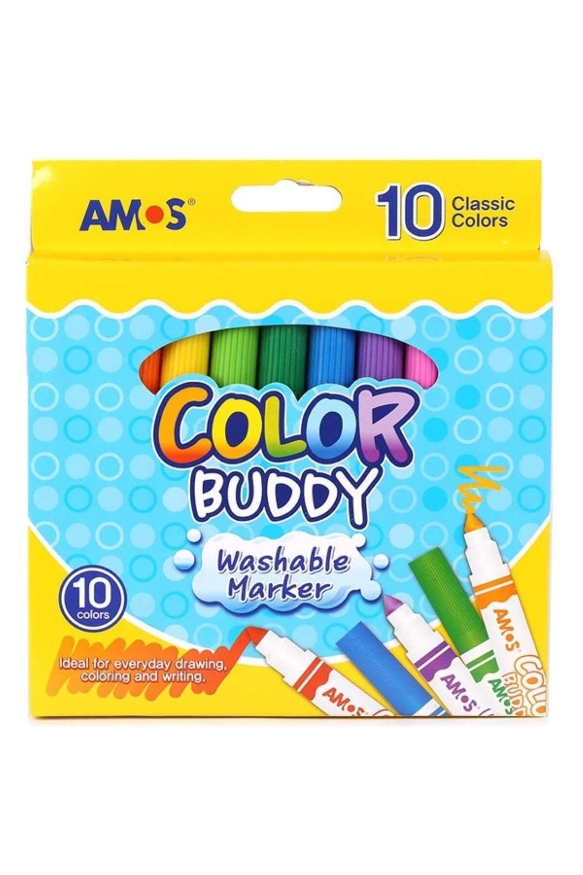 Amos Yıkanabilir Keçeli Kalem M Jumbo 10'lu