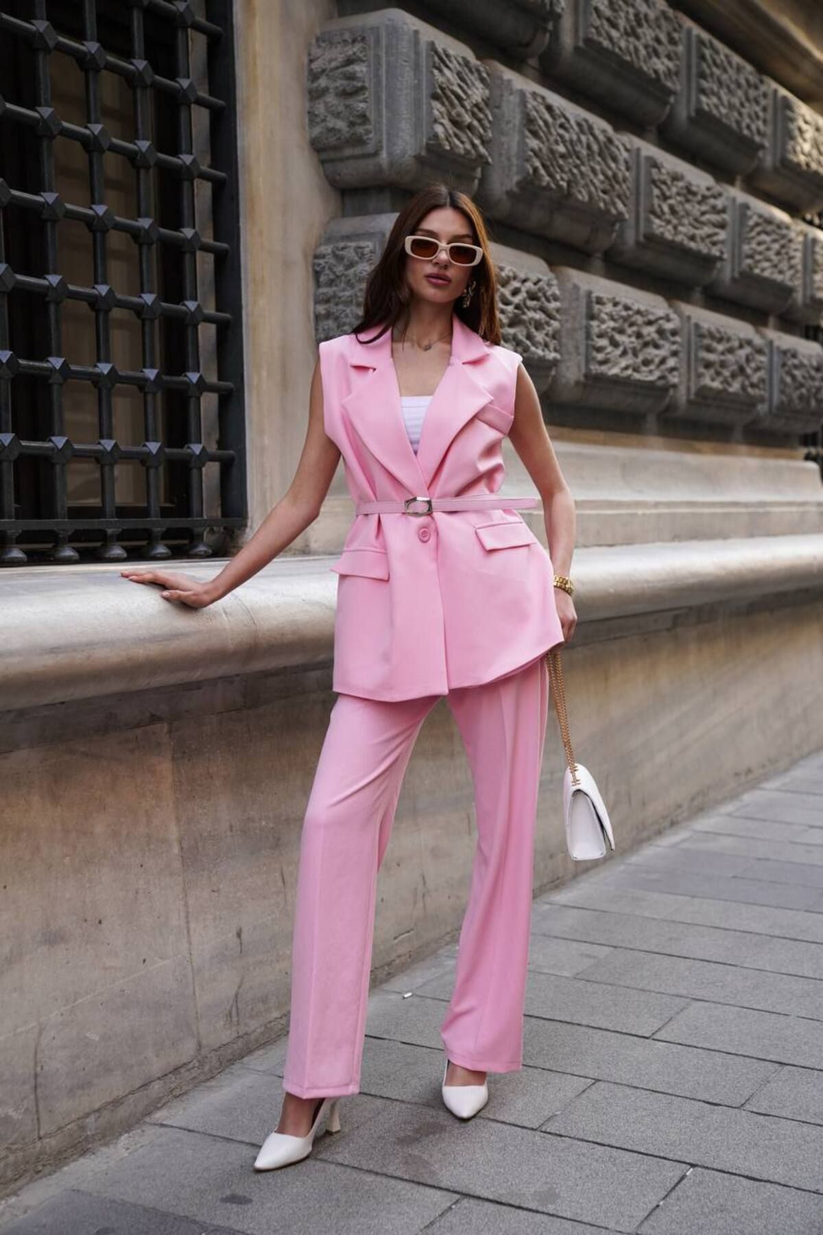 newmisal Kadın Blazer Yelek Pantolon Takım