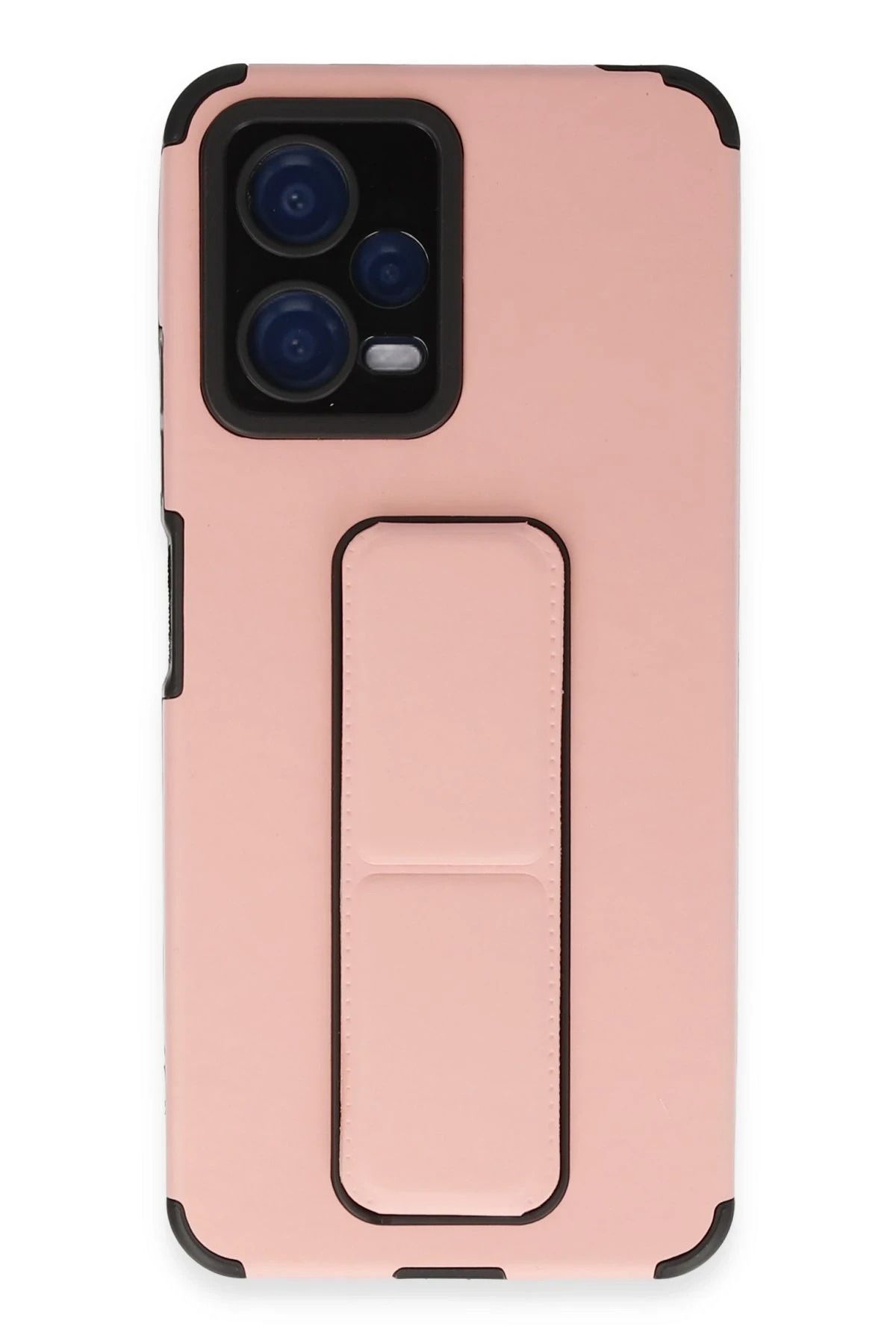 NewFace Xiaomi Poco X5 5G Kılıf Mega Standlı Silikon - Pudra HNZRN