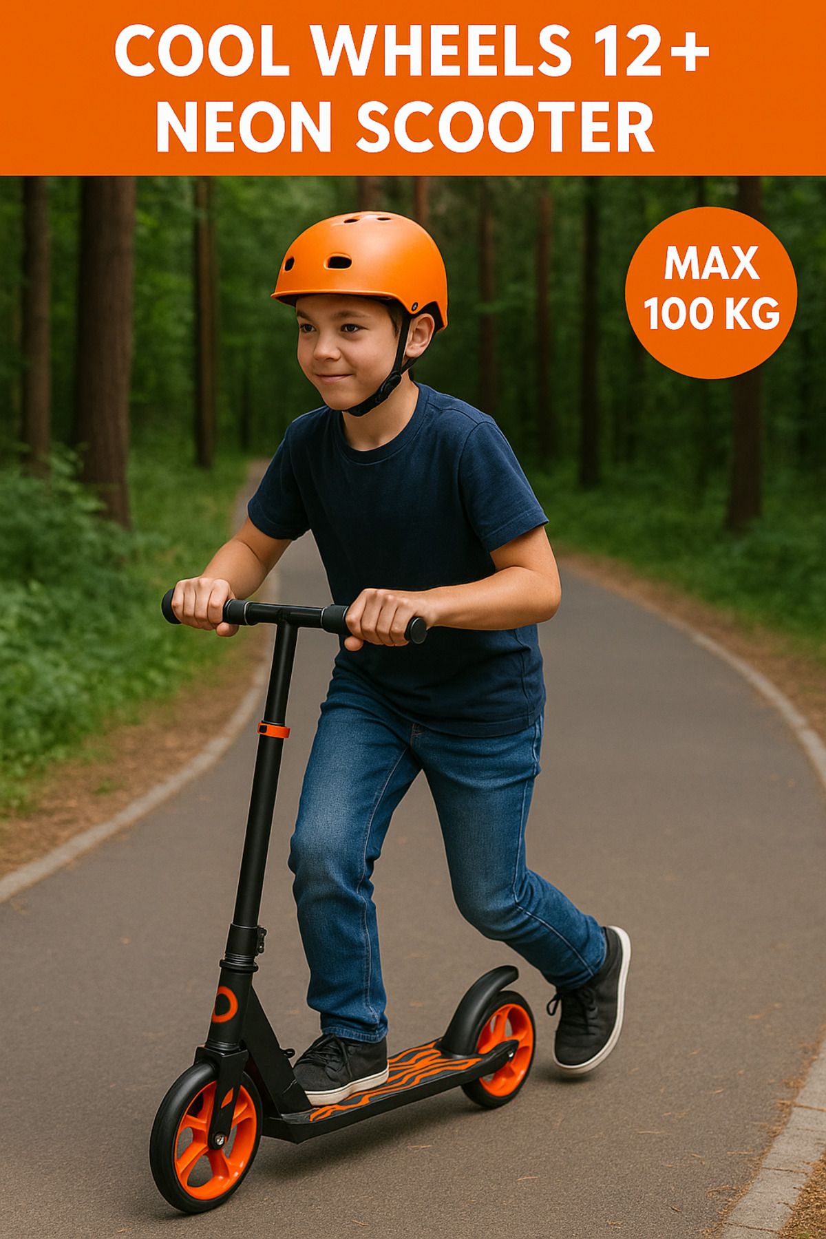 Scooters Cool Wheels 12+ Katlanabilir Neon Scooter | 2 Tekerlekli Ayarlanabilir Gidonlu Scooter (100 Kg)