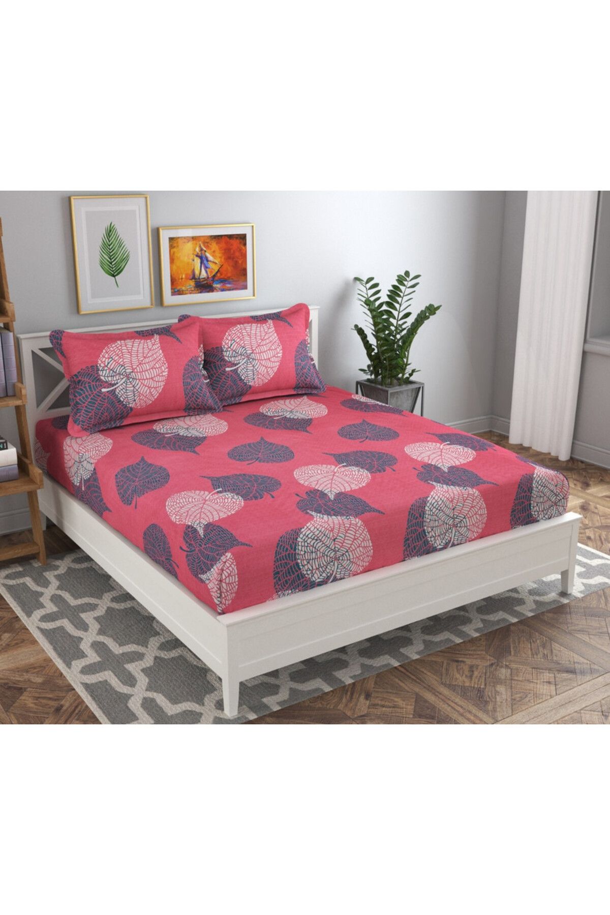 TSUMAB-Playful Pink Leaf Pattern Bedding Set 1