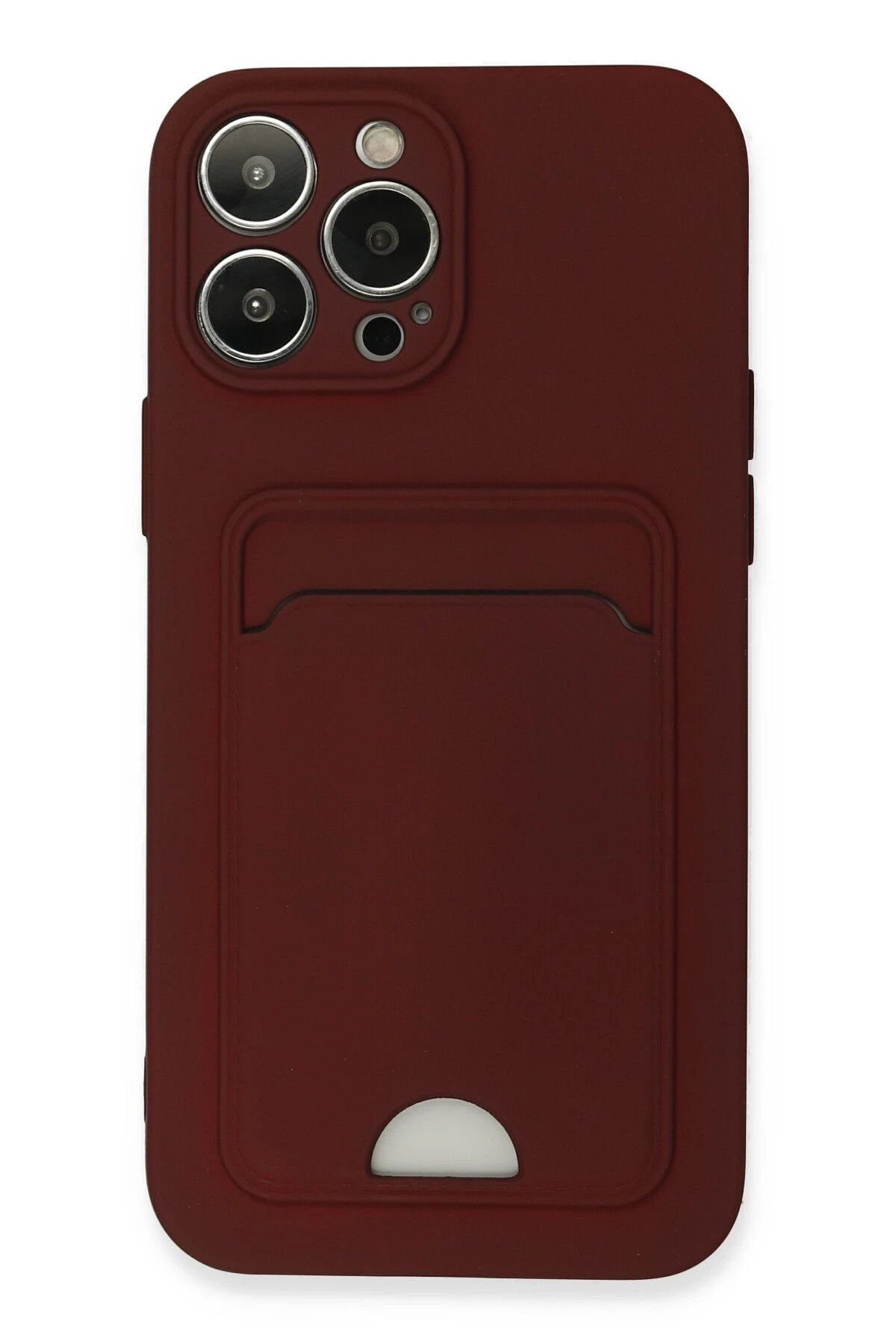 NewFace iPhone 13 Pro Max Kılıf Kelvin Kartvizitli Silikon - Bordo JOJUA