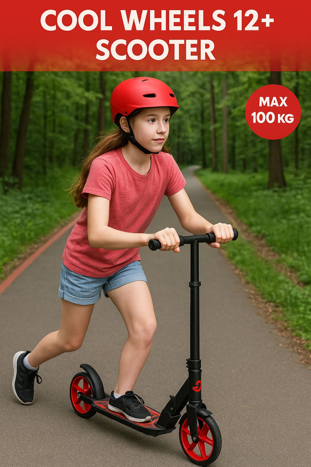 Scooters Cool Wheels 12+ Katlanabilir Neon Scooter | 2 Tekerlekli Ayarlanabilir Gidonlu Scooter (100 Kg)