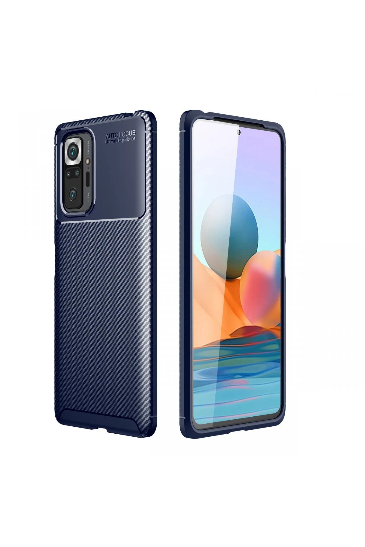 NewFace Xiaomi Redmi Note 10 Pro Kılıf Auto Focus Karbon Kapak - Lacivert JOJUA