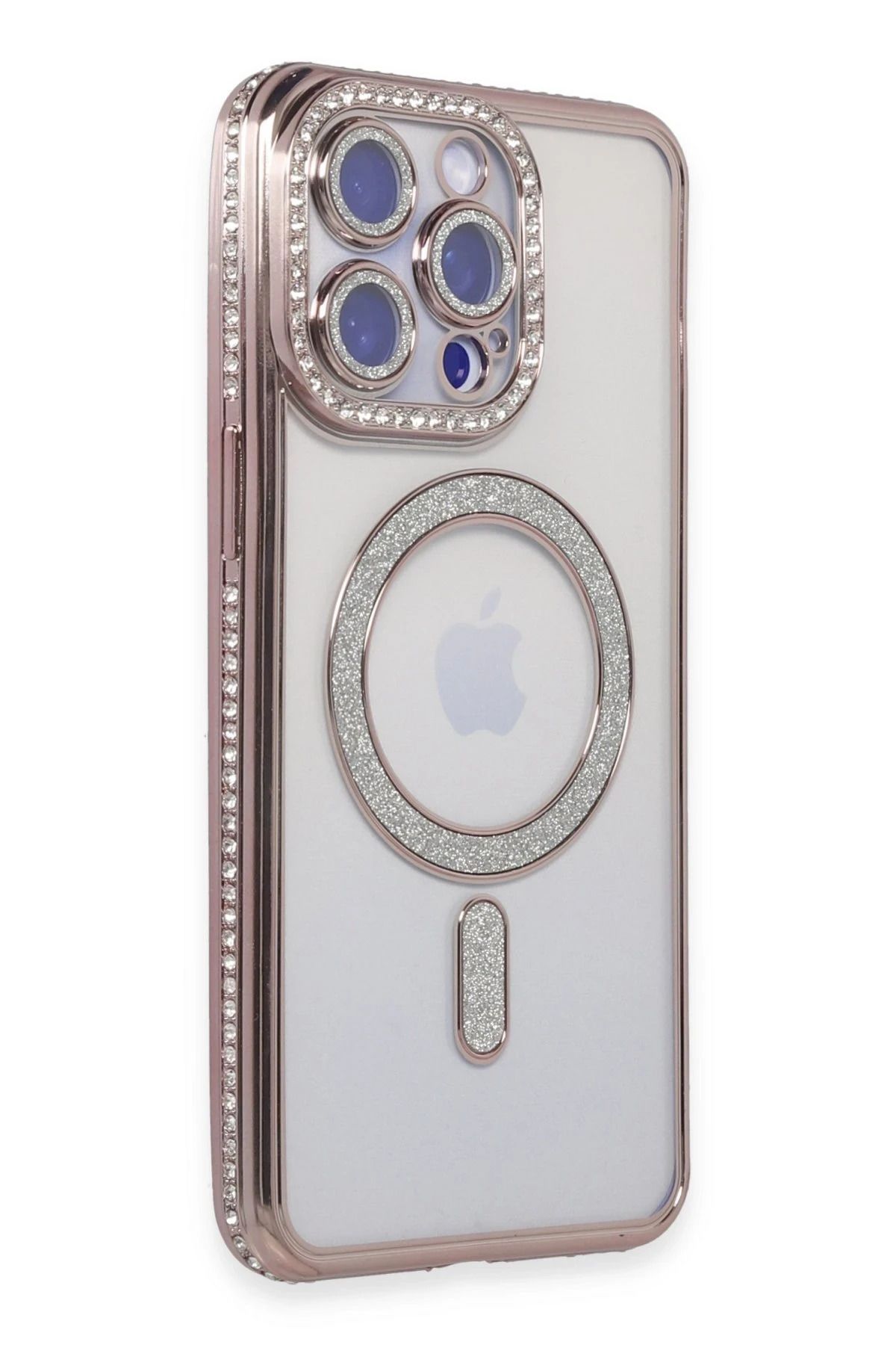 NewFace iPhone 14 Pro Max Kılıf Joke Simli Magneticsafe Kılıf - Pembe HNZRN