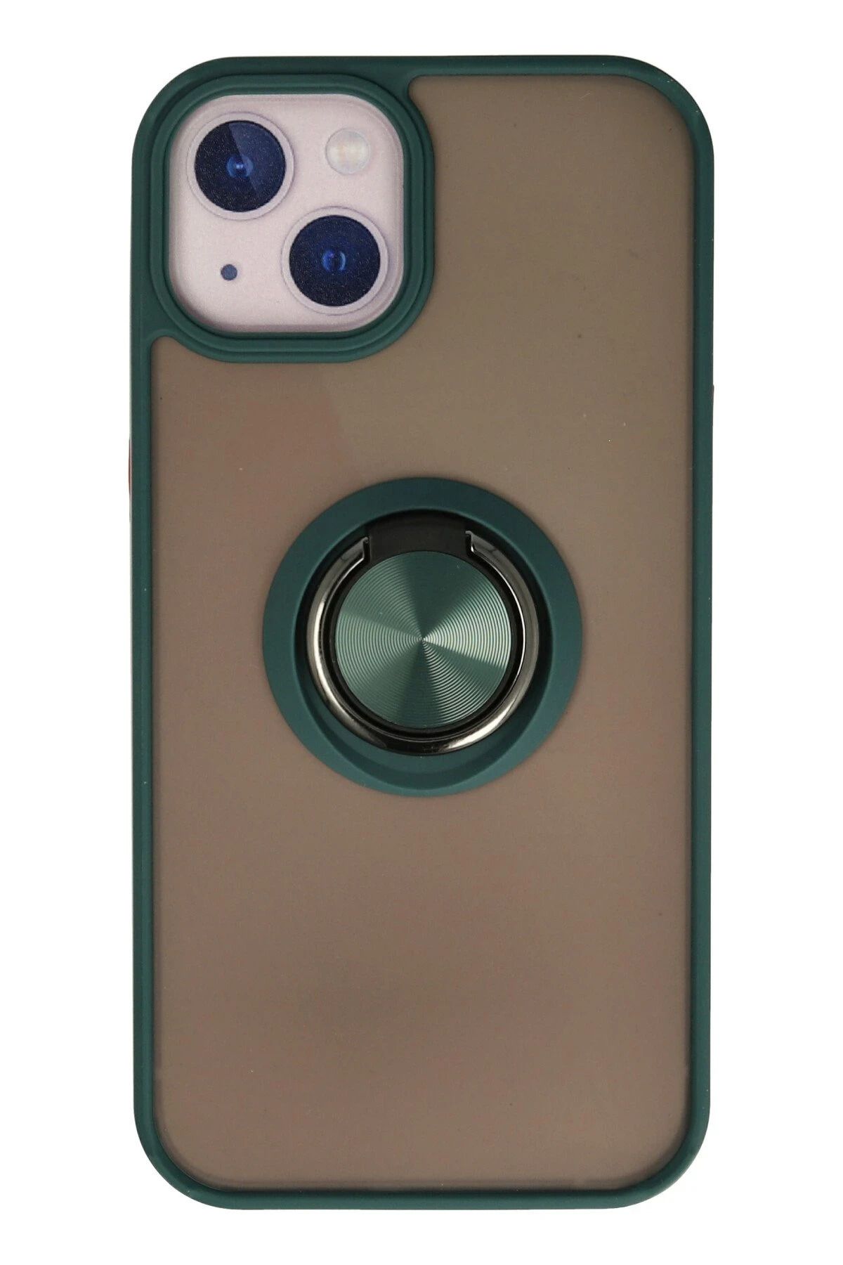 NewFace iPhone 15 Kılıf Montreal Yüzüklü Silikon Kapak - Yeşil FERRG