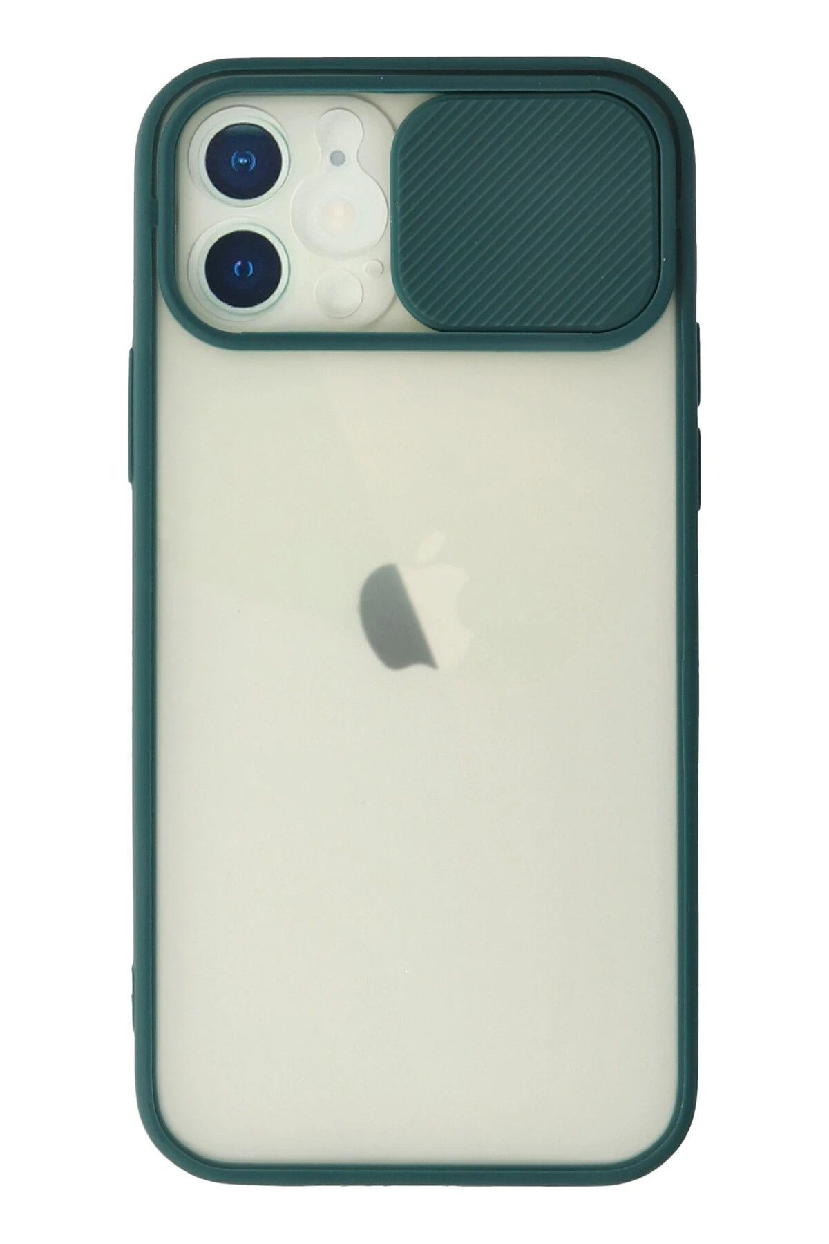 NewFace iPhone 12 Kılıf Palm Buzlu Kamera Sürgülü Silikon - Yeşil YNSMR