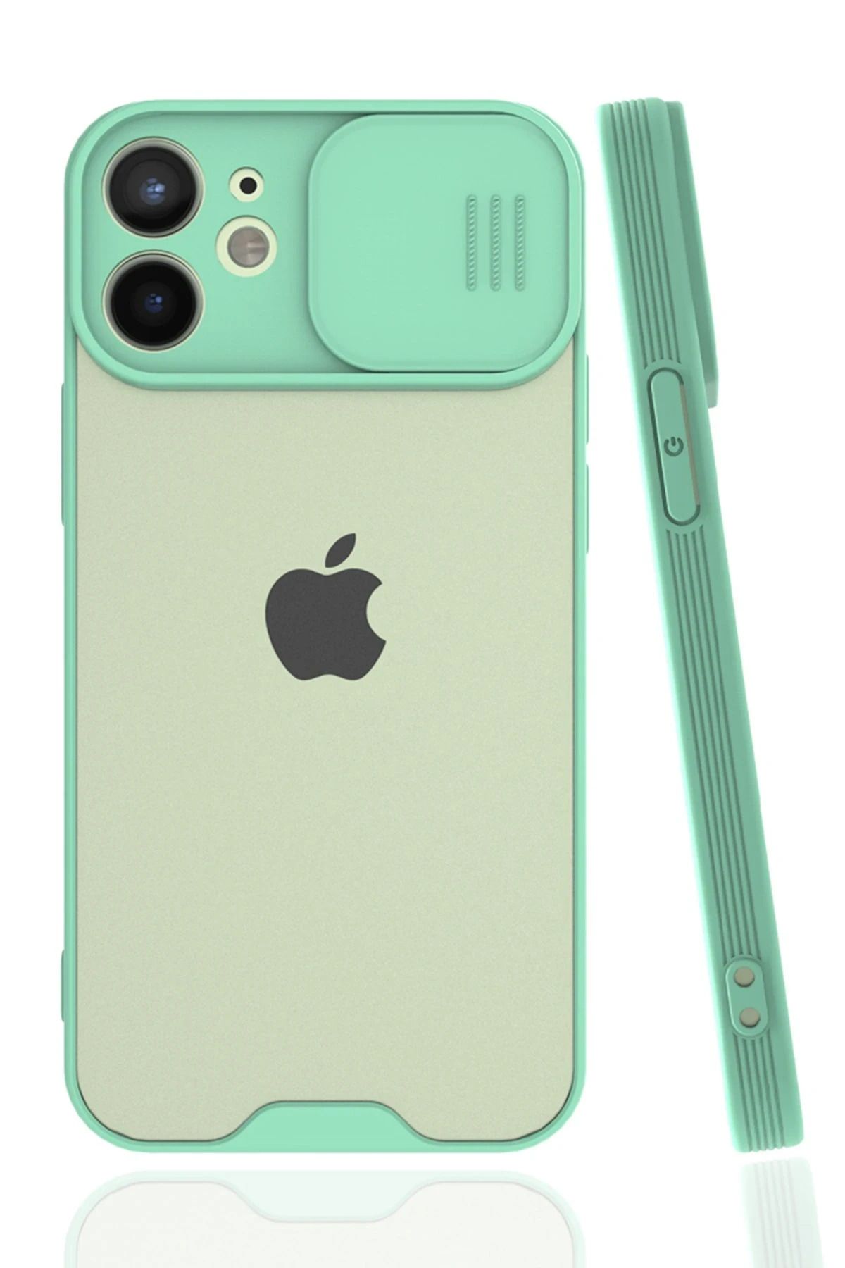 NewFace iPhone 12 Mini Kılıf Platin Kamera Koruma Silikon - Açık Yeşil INSLM