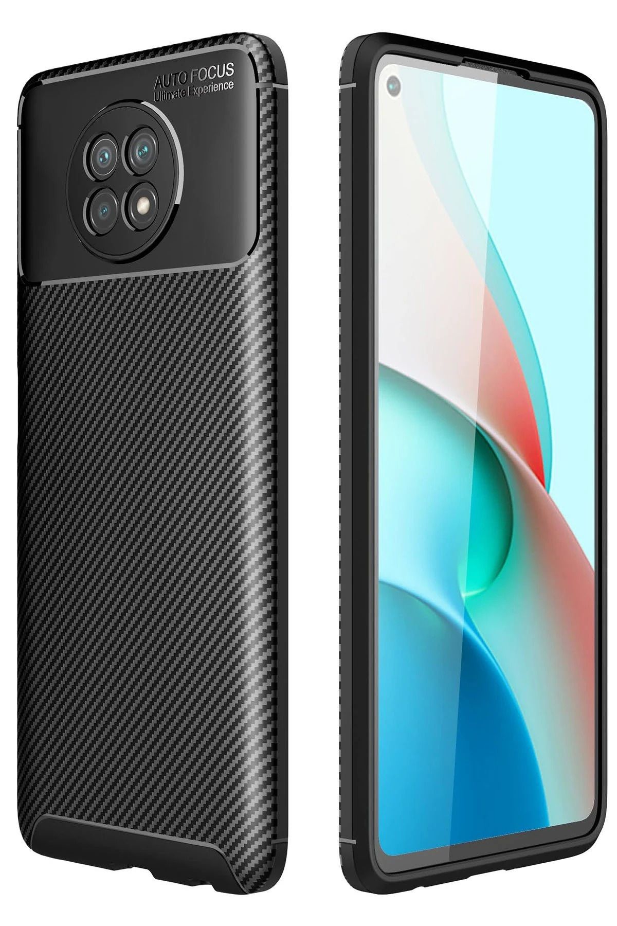 NewFace Xiaomi Redmi Note 9 5G Kılıf Auto Focus Karbon Kapak - Siyah NRMSA
