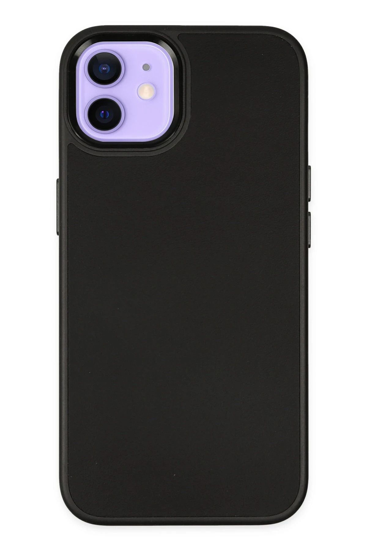 NewFace iPhone 12 Kılıf Asya Deri Silikon - Siyah BSTMY
