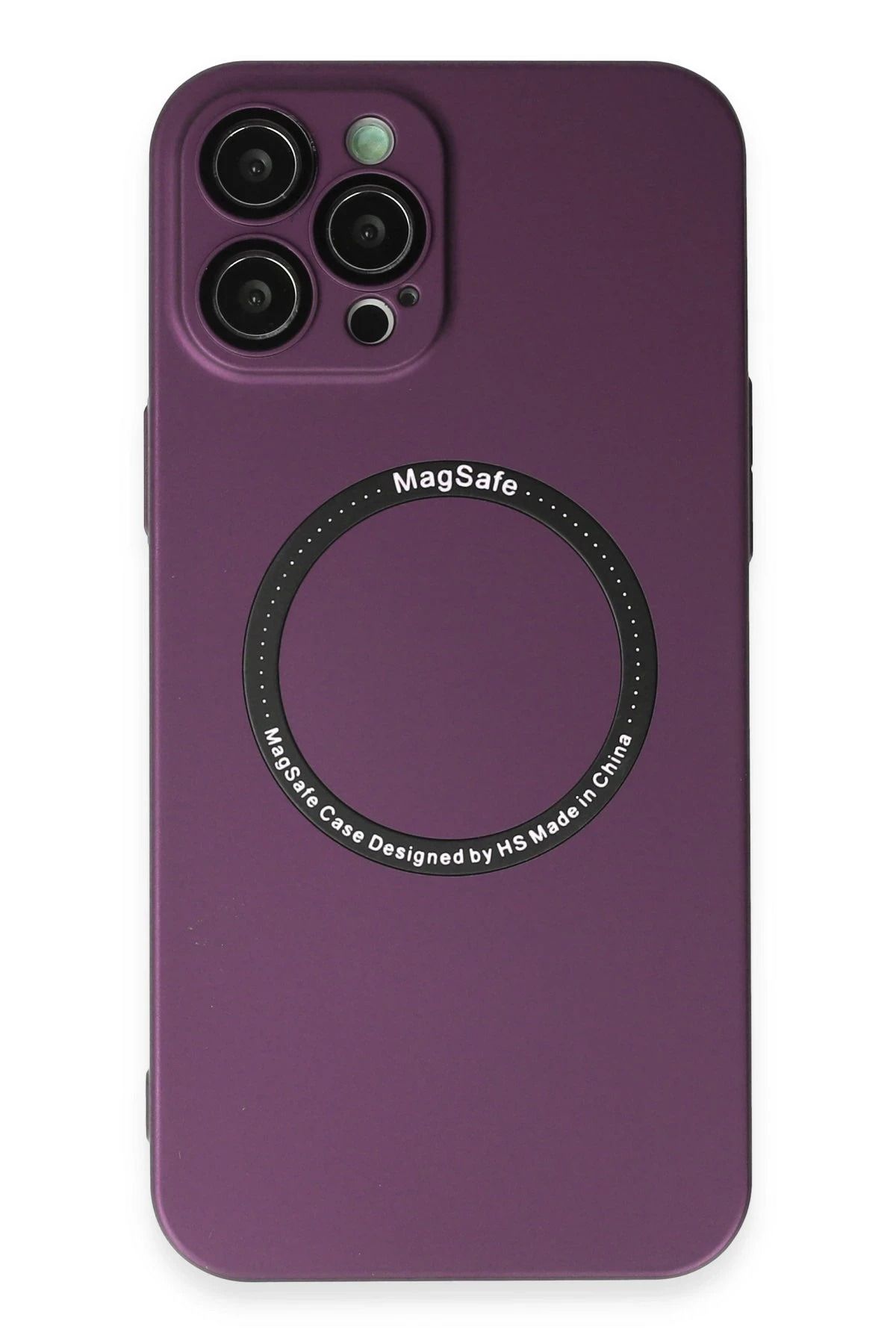 NewFace iPhone 12 Pro Kılıf Jack Magneticsafe Lens Silikon - Mürdüm YNSMR