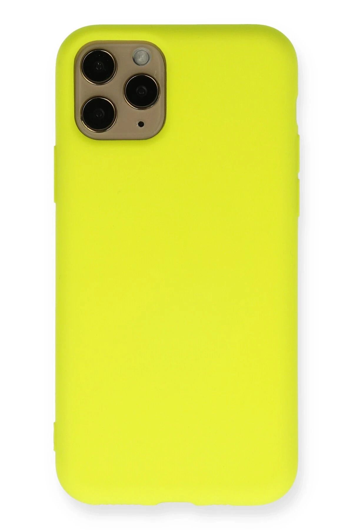 NewFace iPhone 11 Pro Uyumlu Kılıf Nano içi Kadife Silikon - Sarı HNZRN