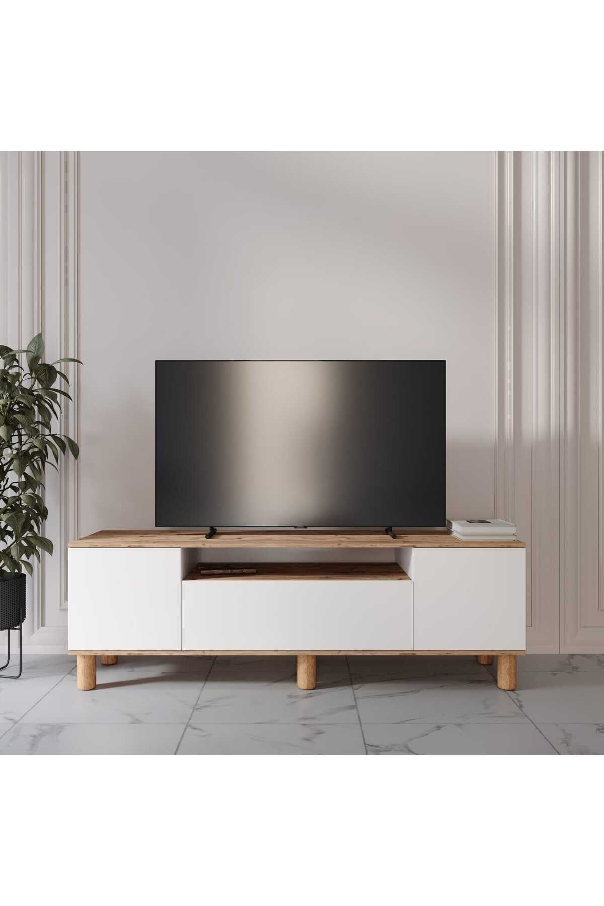 VNSMODULER Bohem Tv Ünitesi,iskandinav Tarz Tv Sehpası,4 Kapaklı Tv ÜNITESI,180 cm