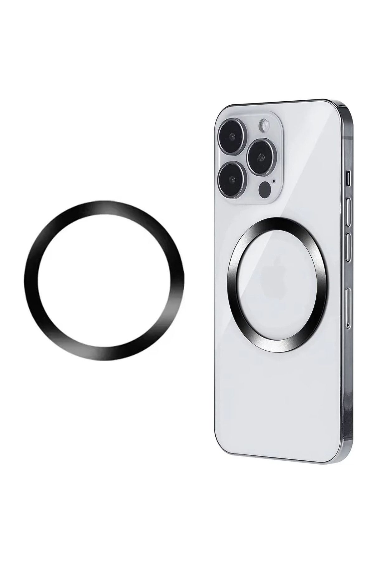Forzacase iPhone 8 ve üstü Modeller ile uyumlu Metal Magsafe Halka Yüzük Ring Siyah - FC1032