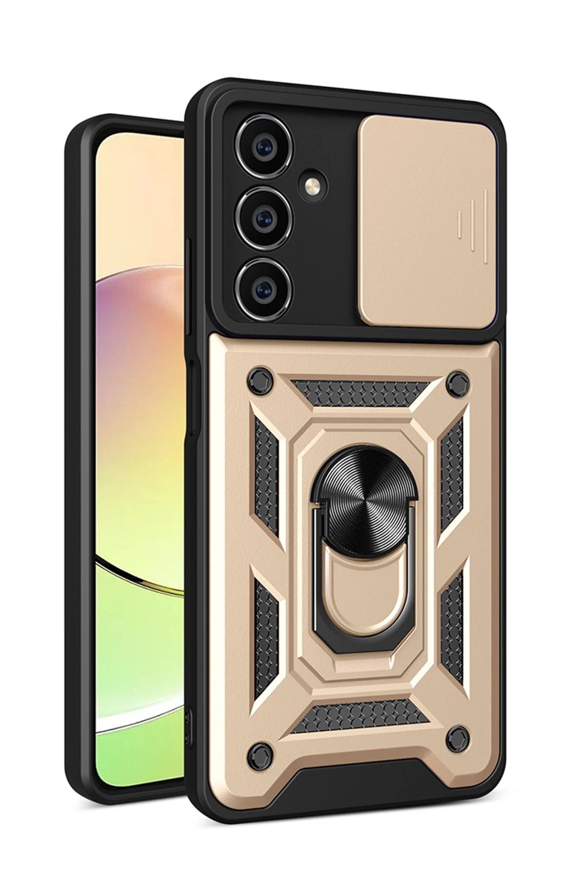 NewFace Samsung Galaxy A05S Kılıf Pars Lens Yüzüklü Silikon - Gold FERRG