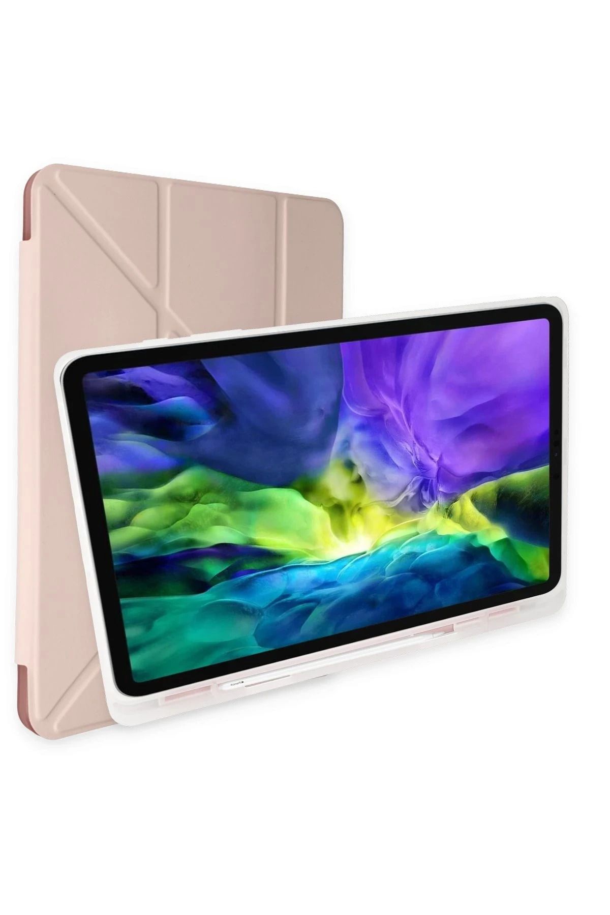 NewFace Samsung Galaxy T737 Tab S7 FE 12.4 Kılıf Kalemlikli Mars Tablet Kılıfı - Rose Gold BSTMY