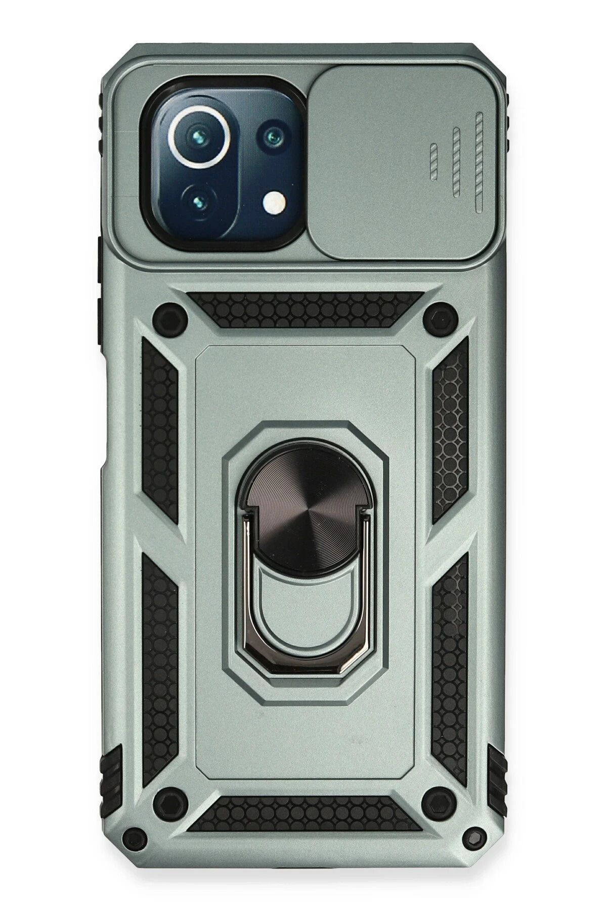 NewFace Xiaomi Mİ 11 Lite Kılıf Pars Lens Yüzüklü Silikon - Yeşil LZWDR